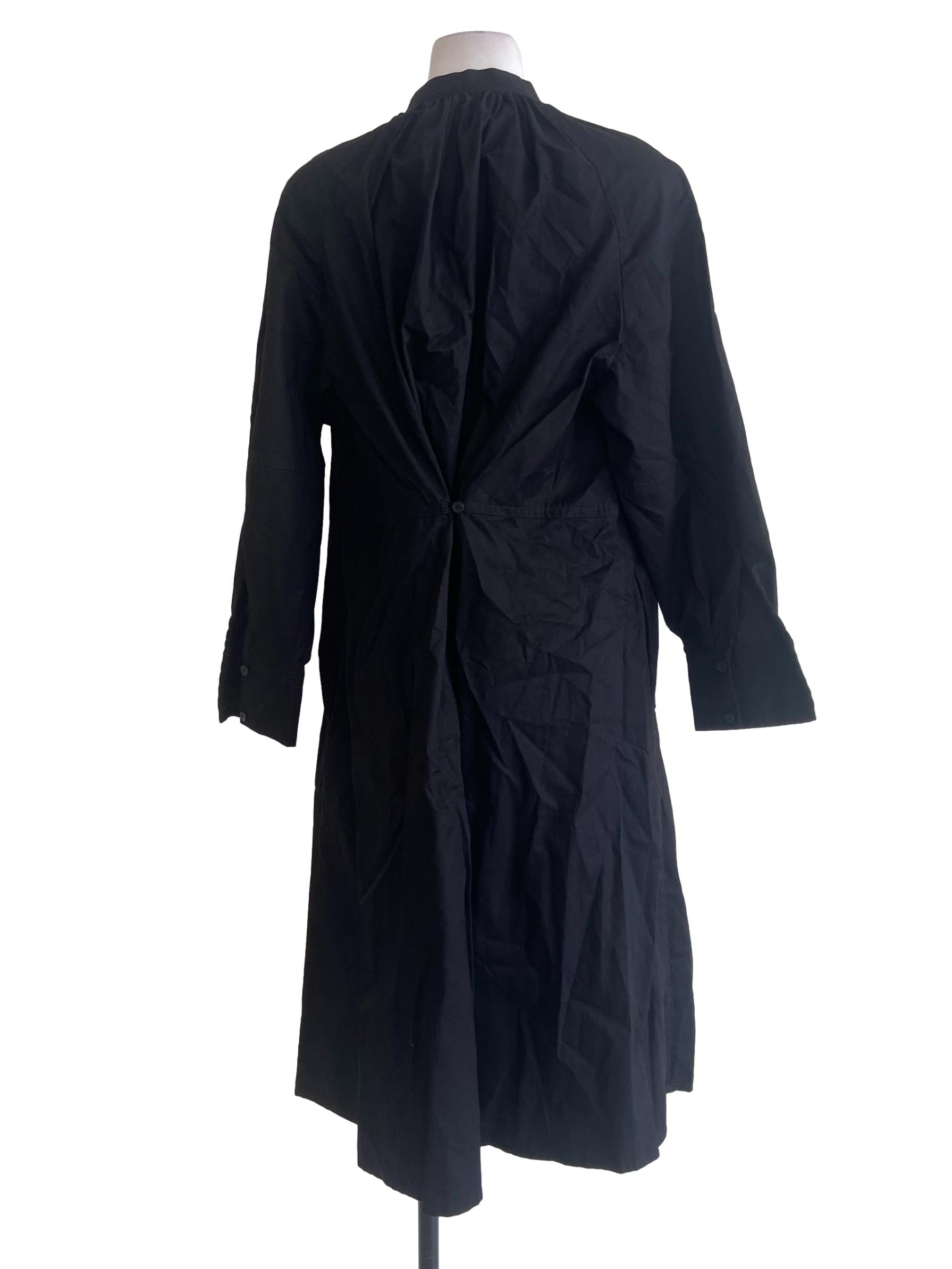 Black Half Button Empire Dress