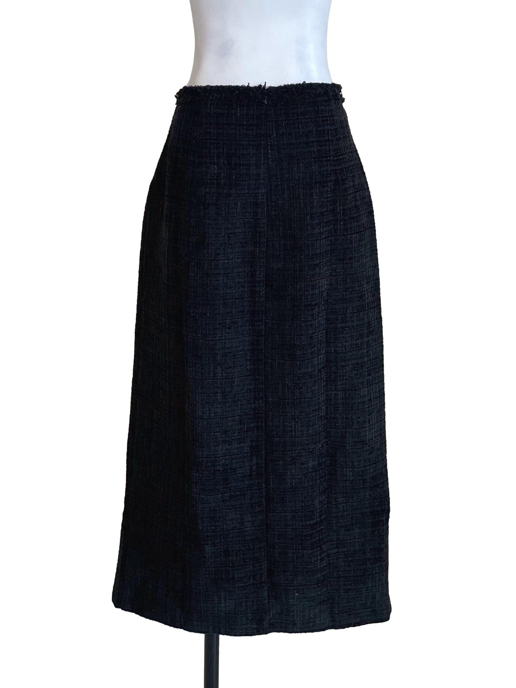 Charcoal Pearls Tweed Pencil Skirt