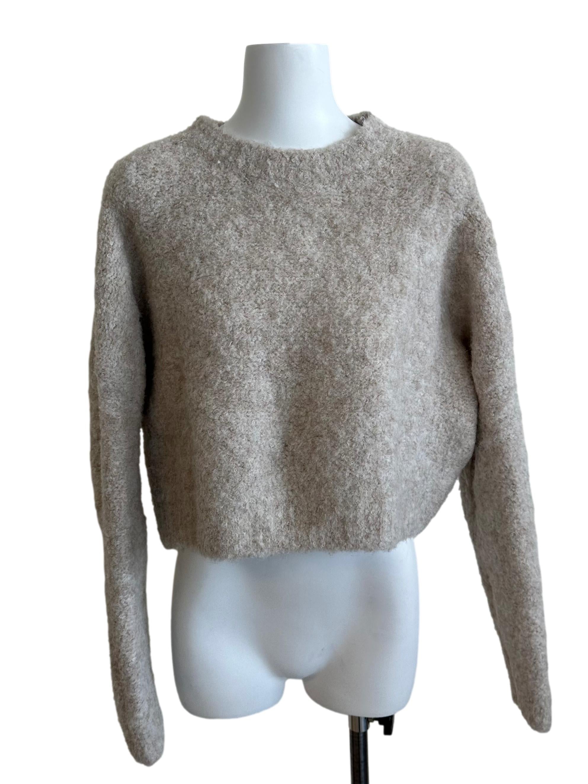 Sand Beige Fur Round Neck Top