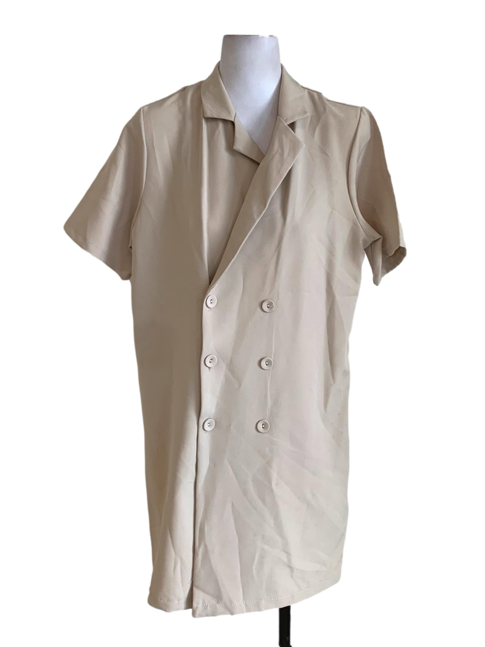 Beige Wing Collar Empire Dress
