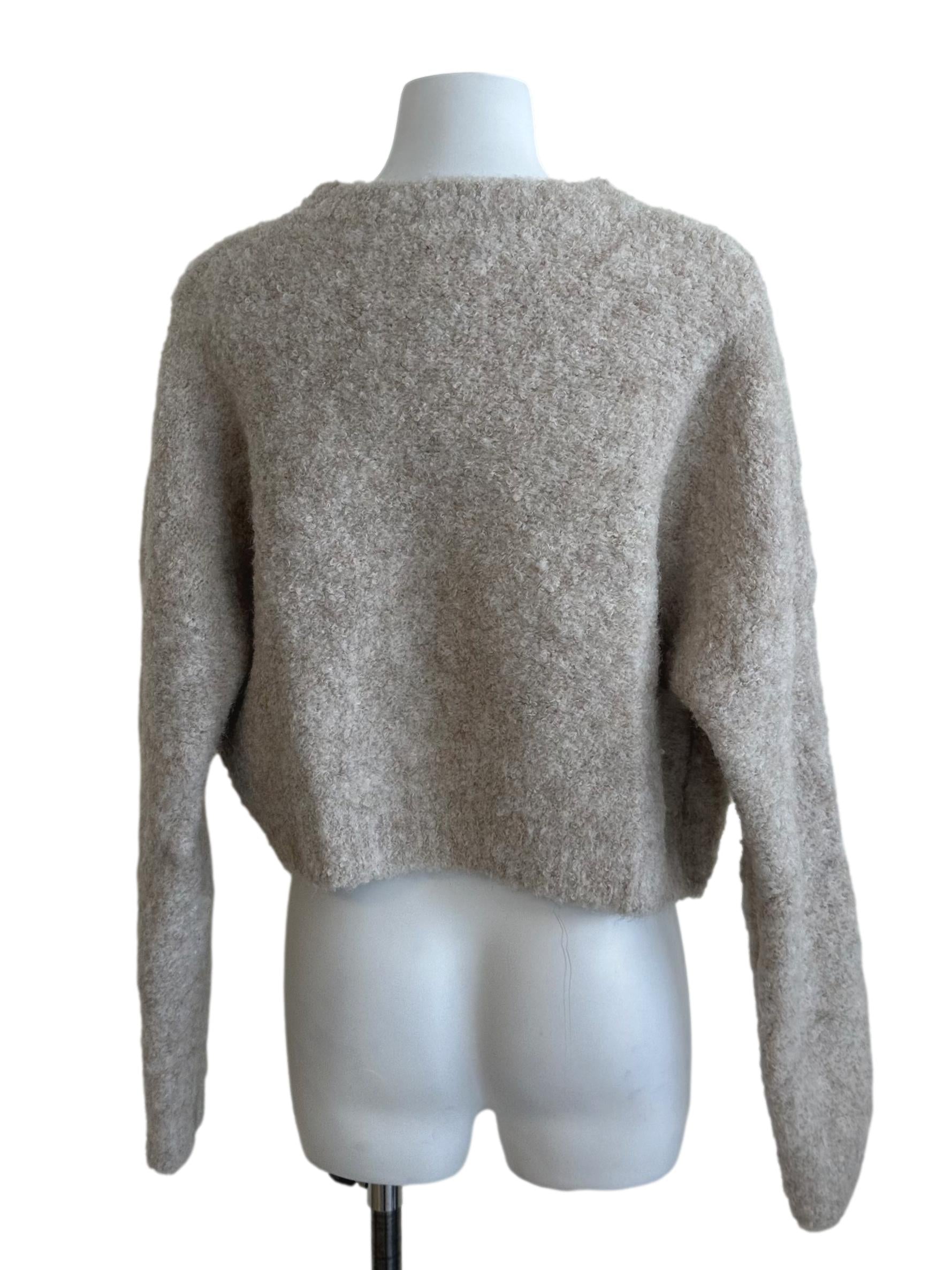Sand Beige Fur Round Neck Top