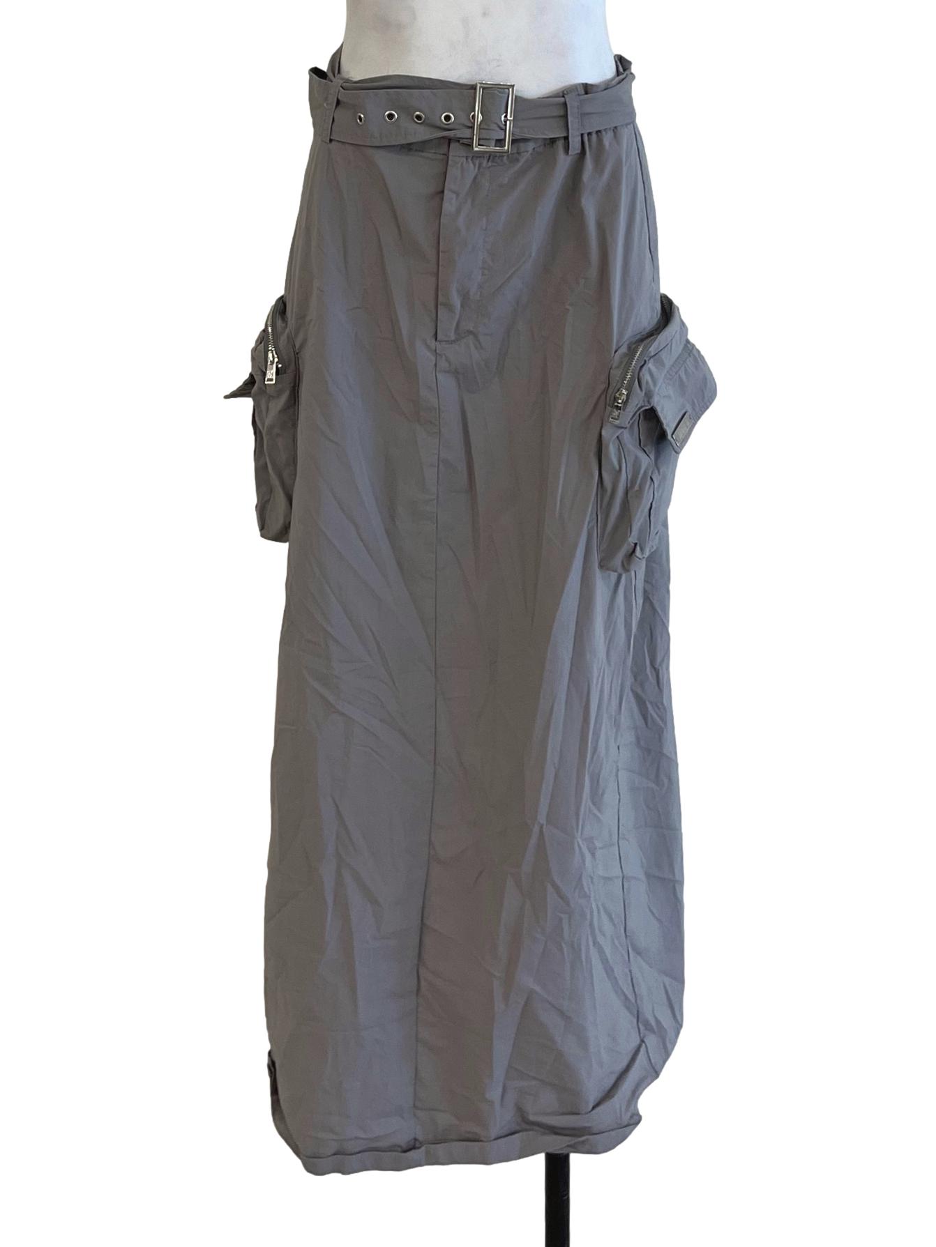 Grey High-Waisted Cargo Skirt YHF