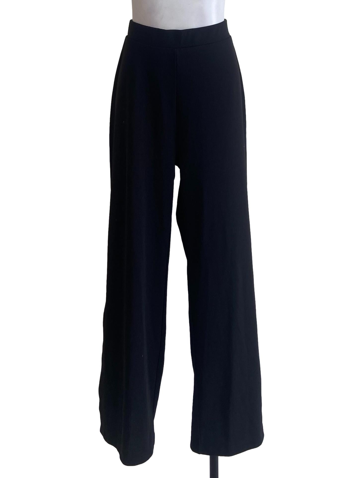 Black Slit Straight Twill Pants