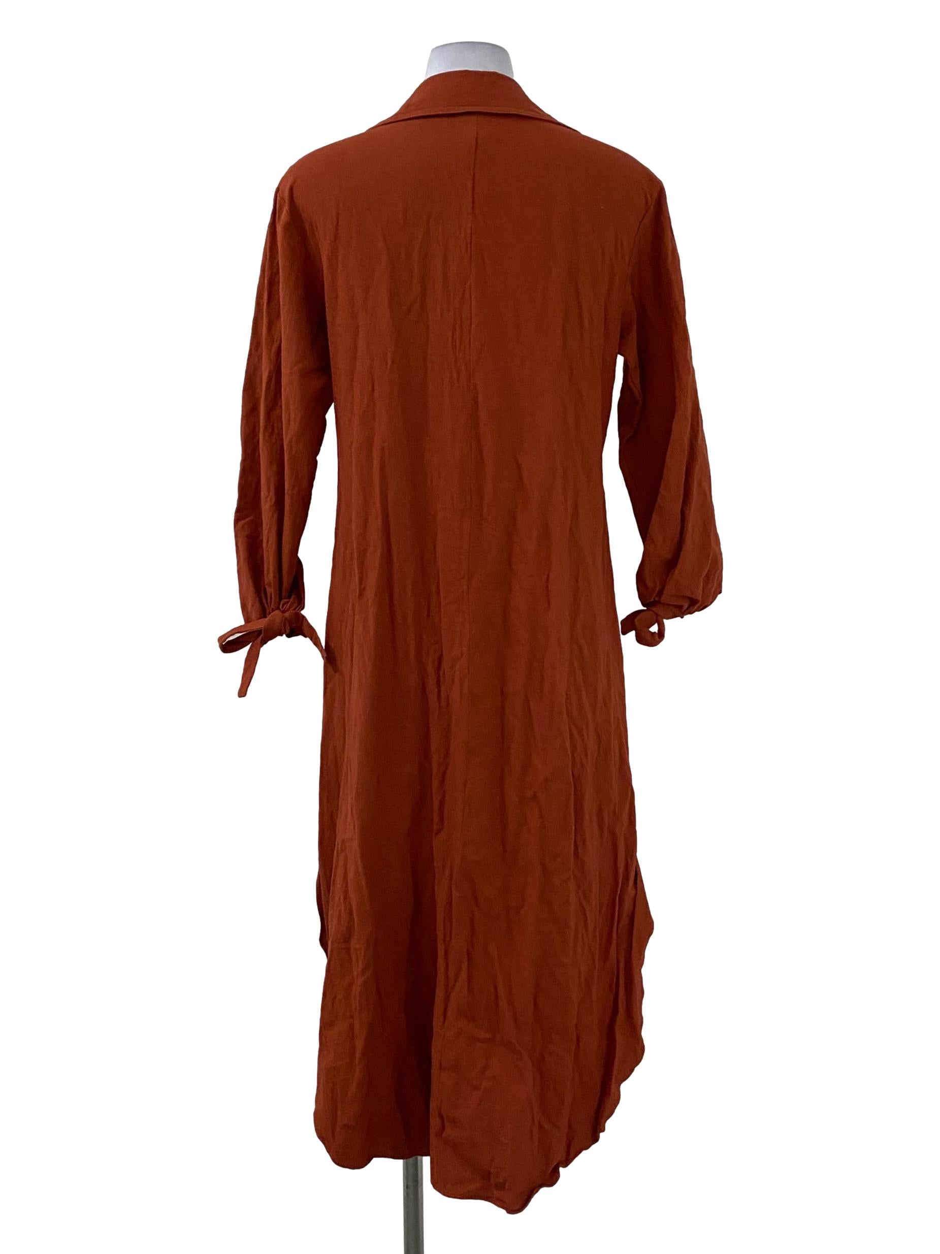 Brick Red V-Neck Dress