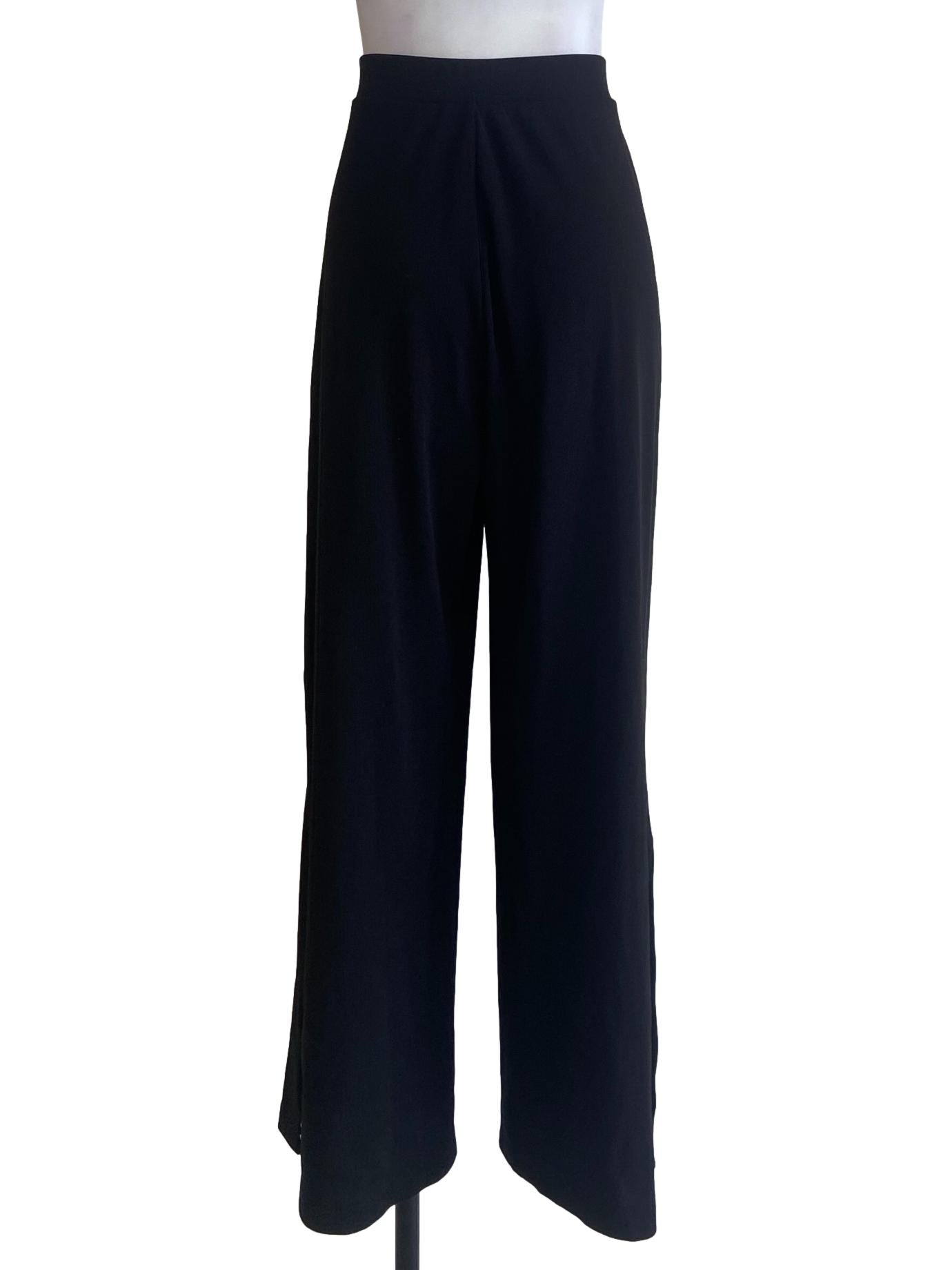 Black Slit Straight Twill Pants