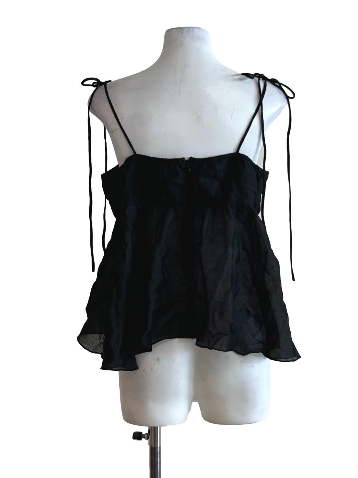 Black Spaghetti Strap Padded Tops