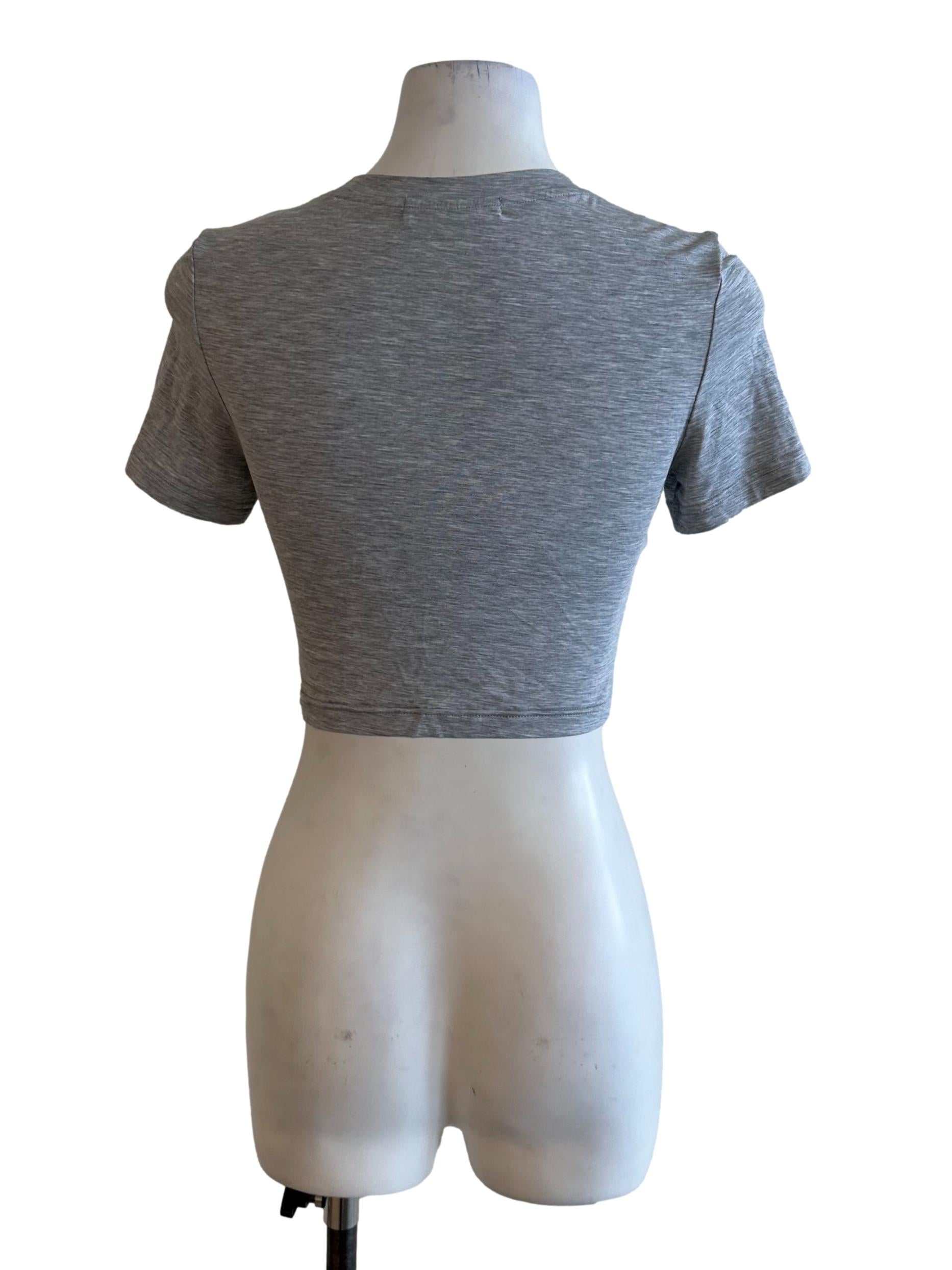 Light Grey Round Front Open Short Sleeve Top