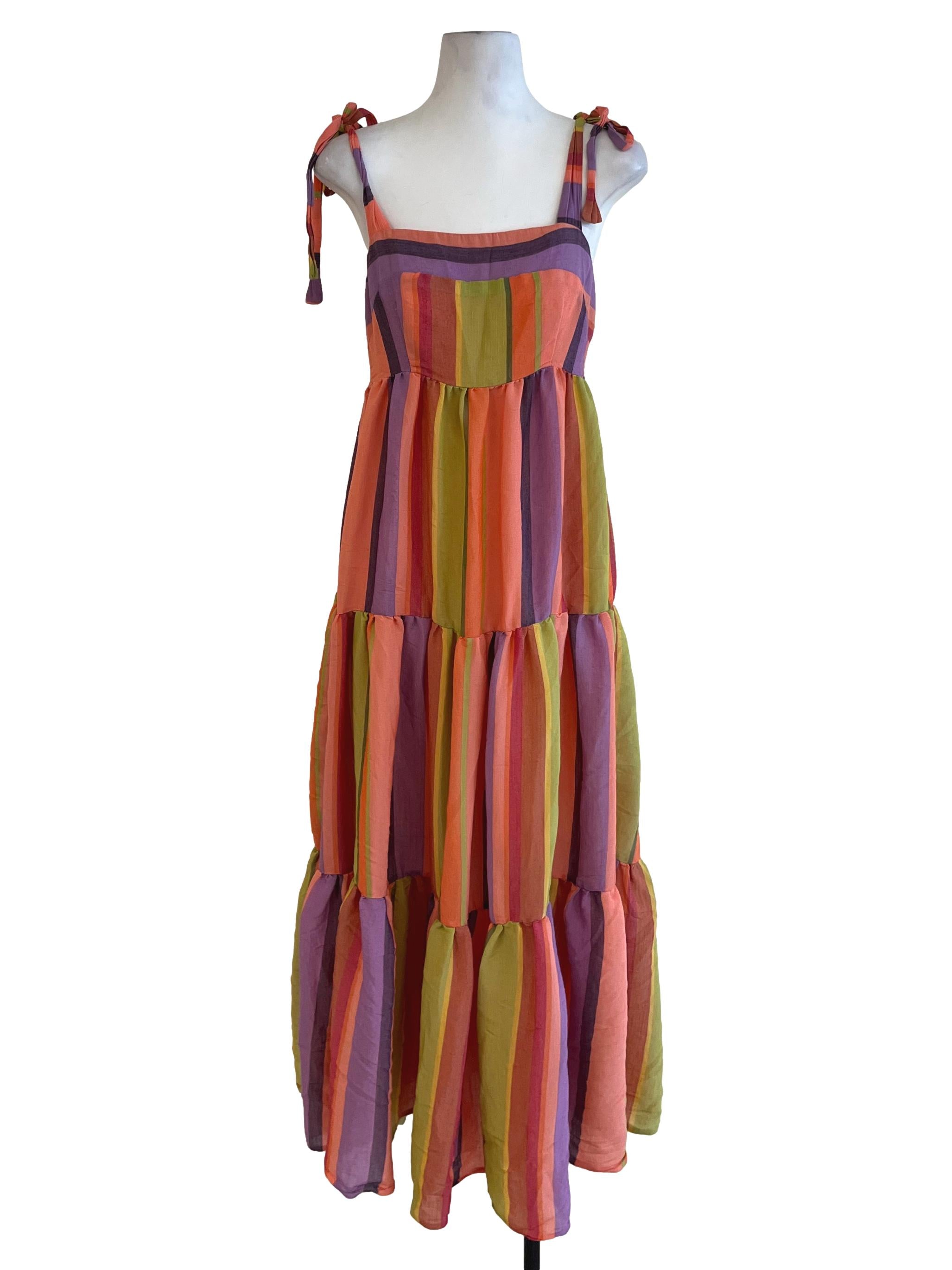 Peach Pink Square Neckline A-Line Dress