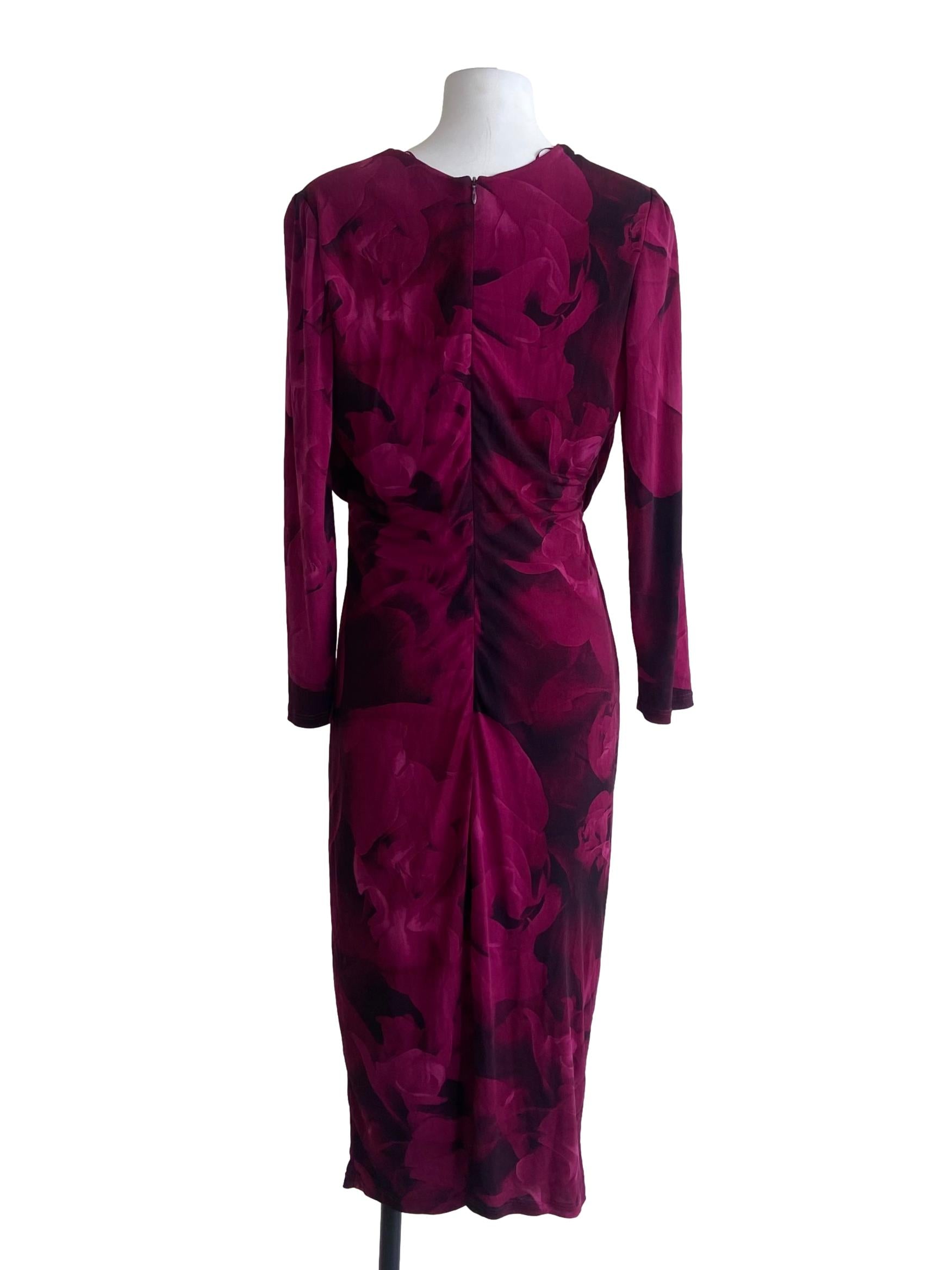 Magenta Purple Floral V-Neck Dress