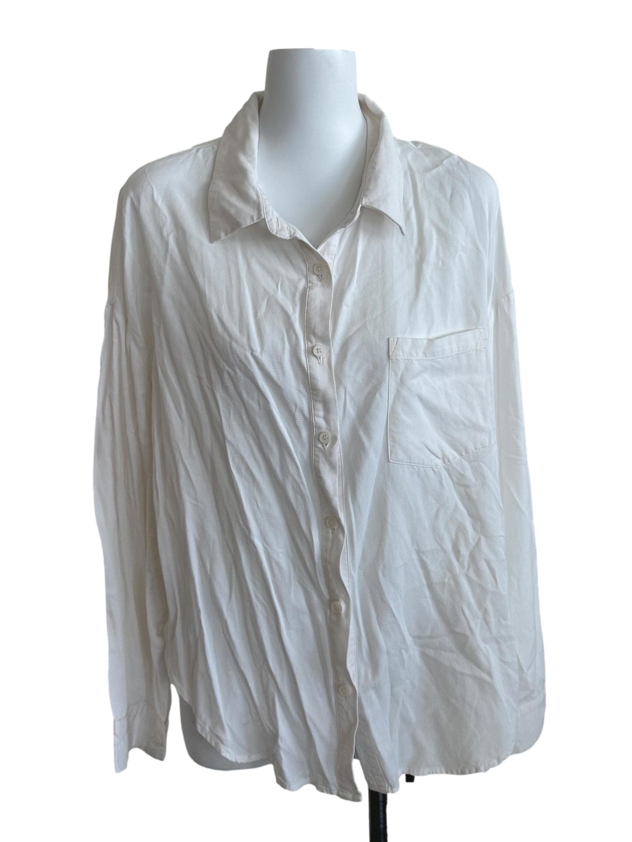 Ivory White Collar Button Top