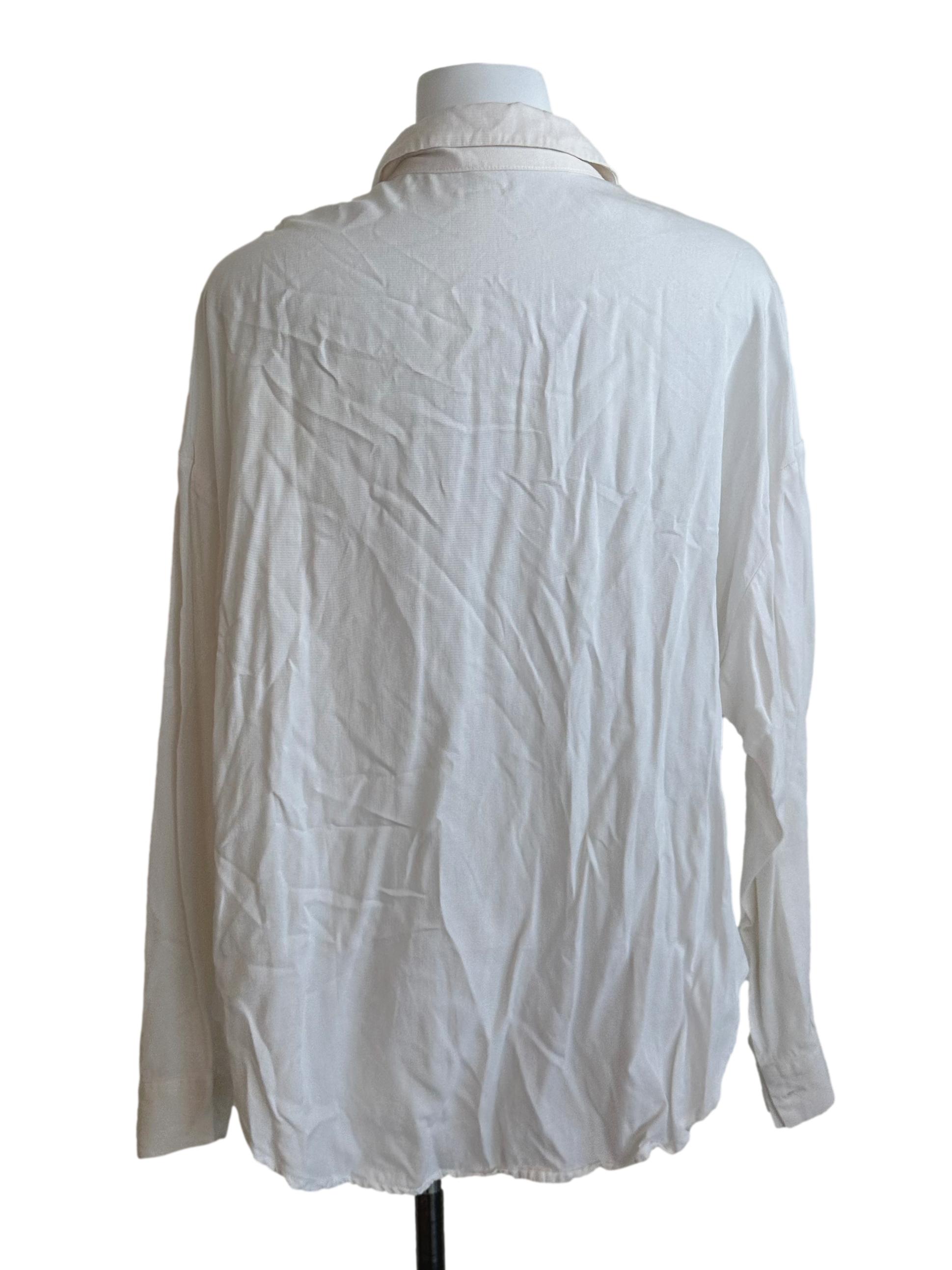 Ivory White Collar Button Top