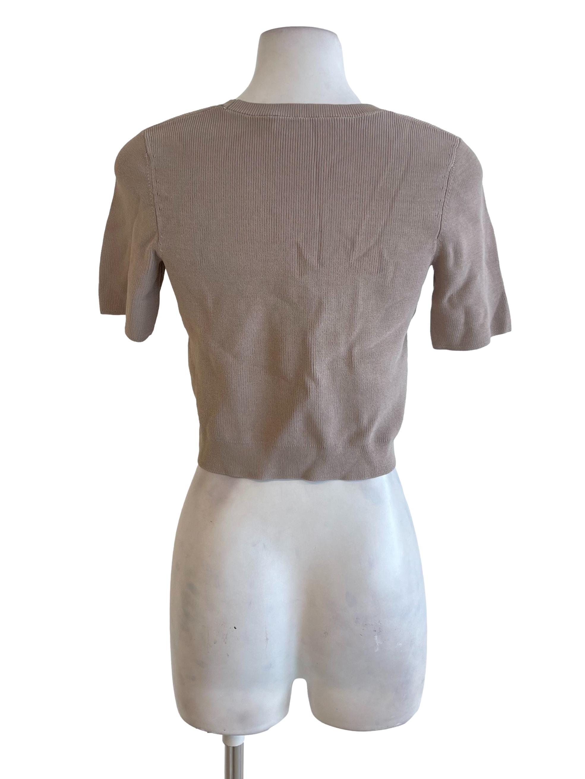 Dusty Brown Fitted Crop Top