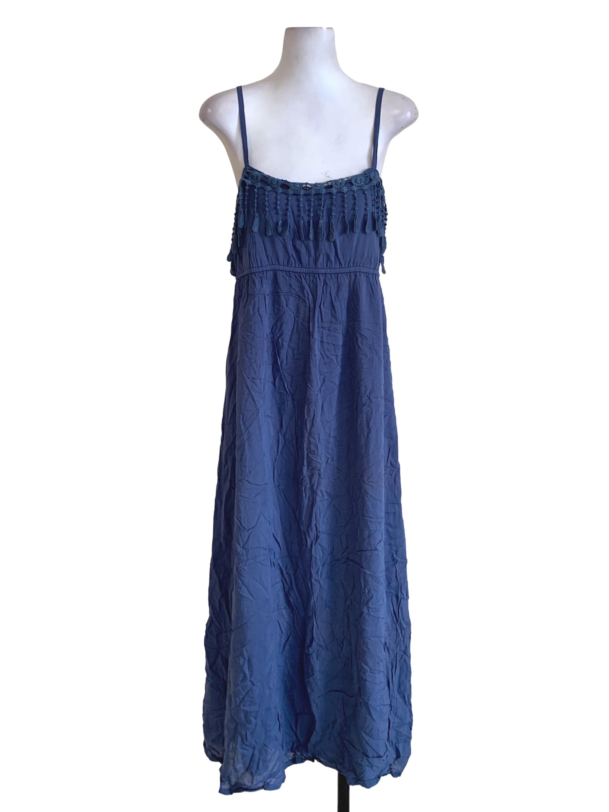 Blue Spaghetti Strap A-Line Dress