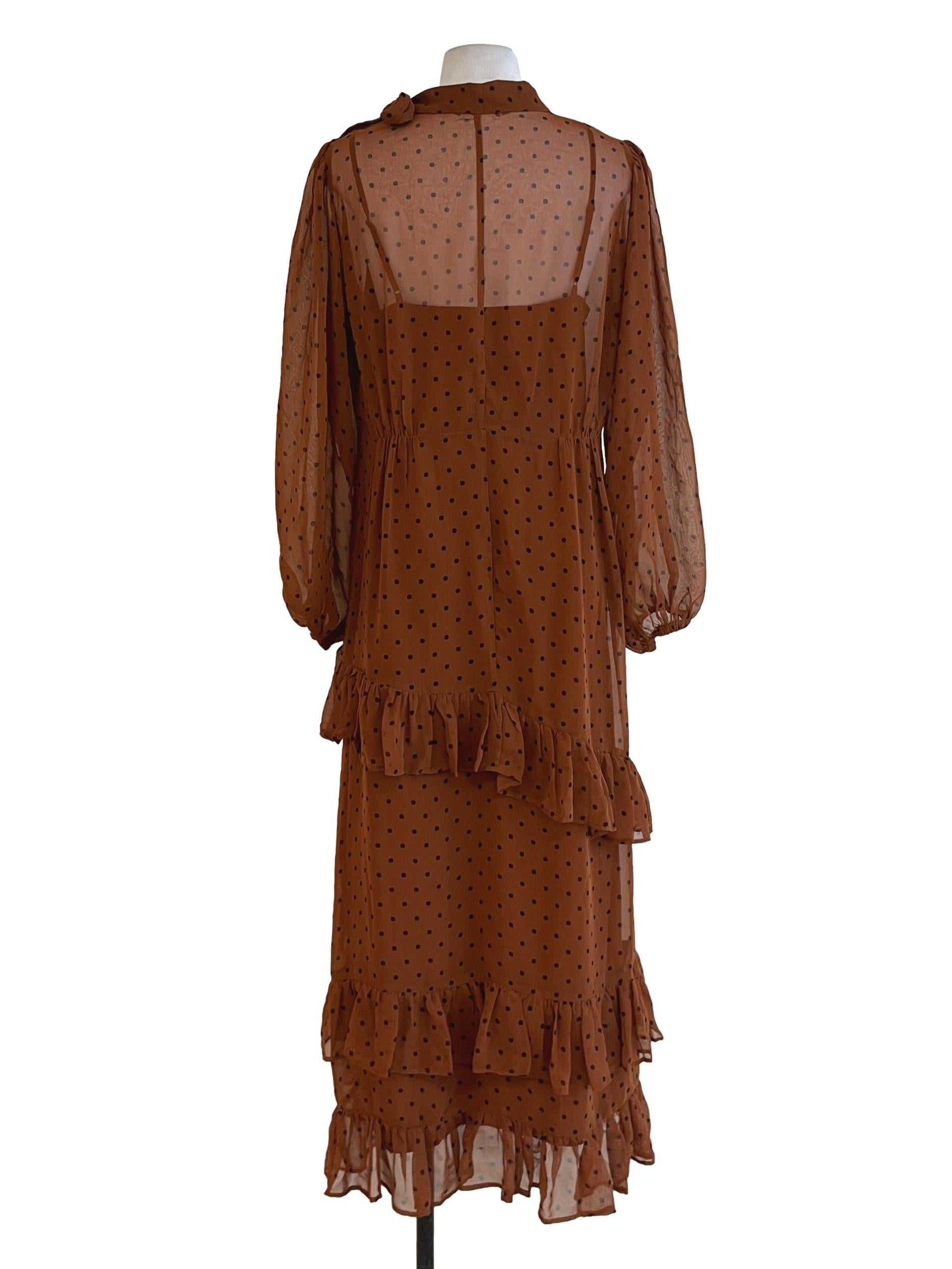Brown Polka Dot Empire Dress