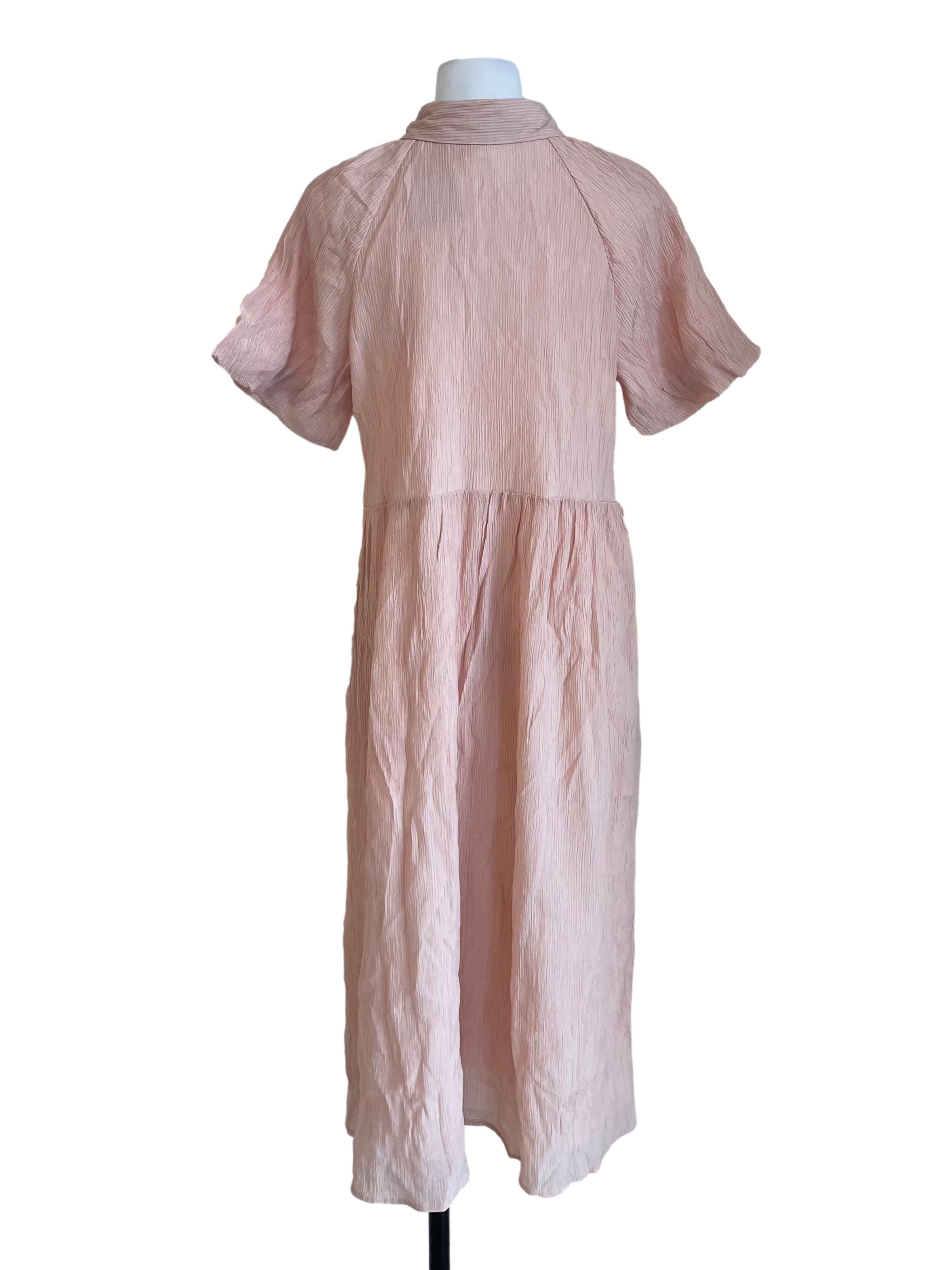 Light Peach Textured Baggy Shirt Dress