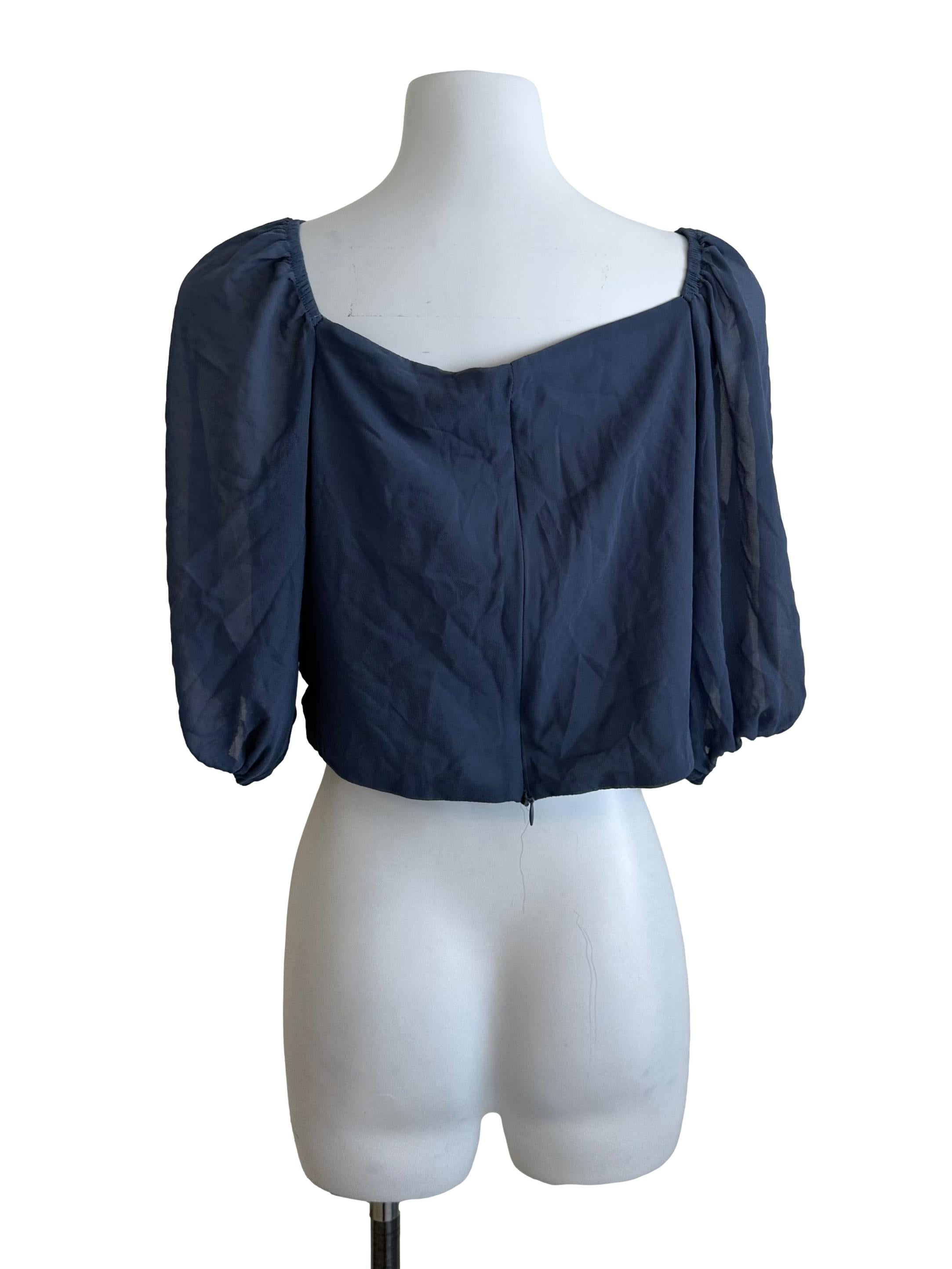 Shadow Grey Drape Ruched Blouse