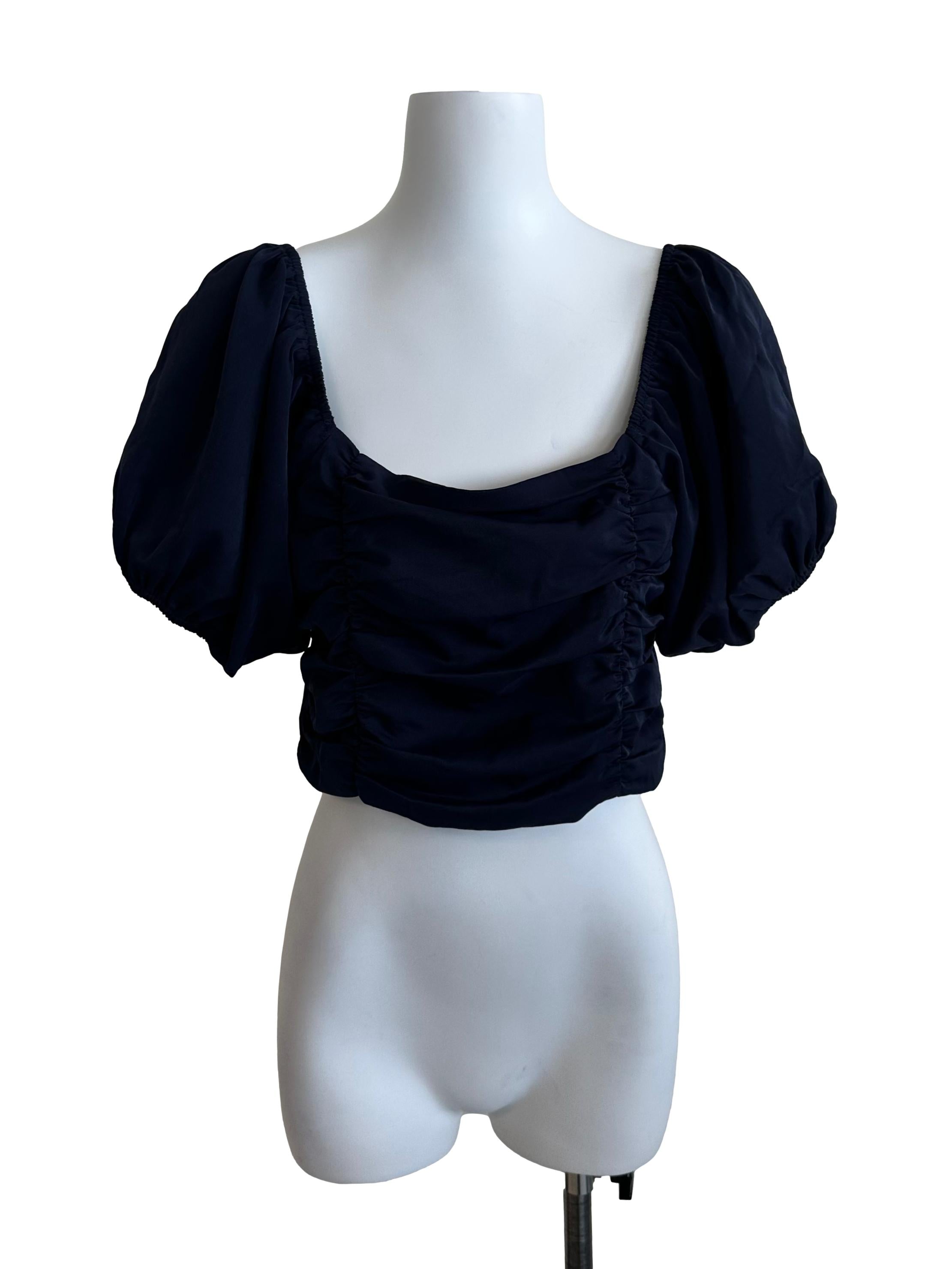 Midnight Blue Scoop Neck Blouse