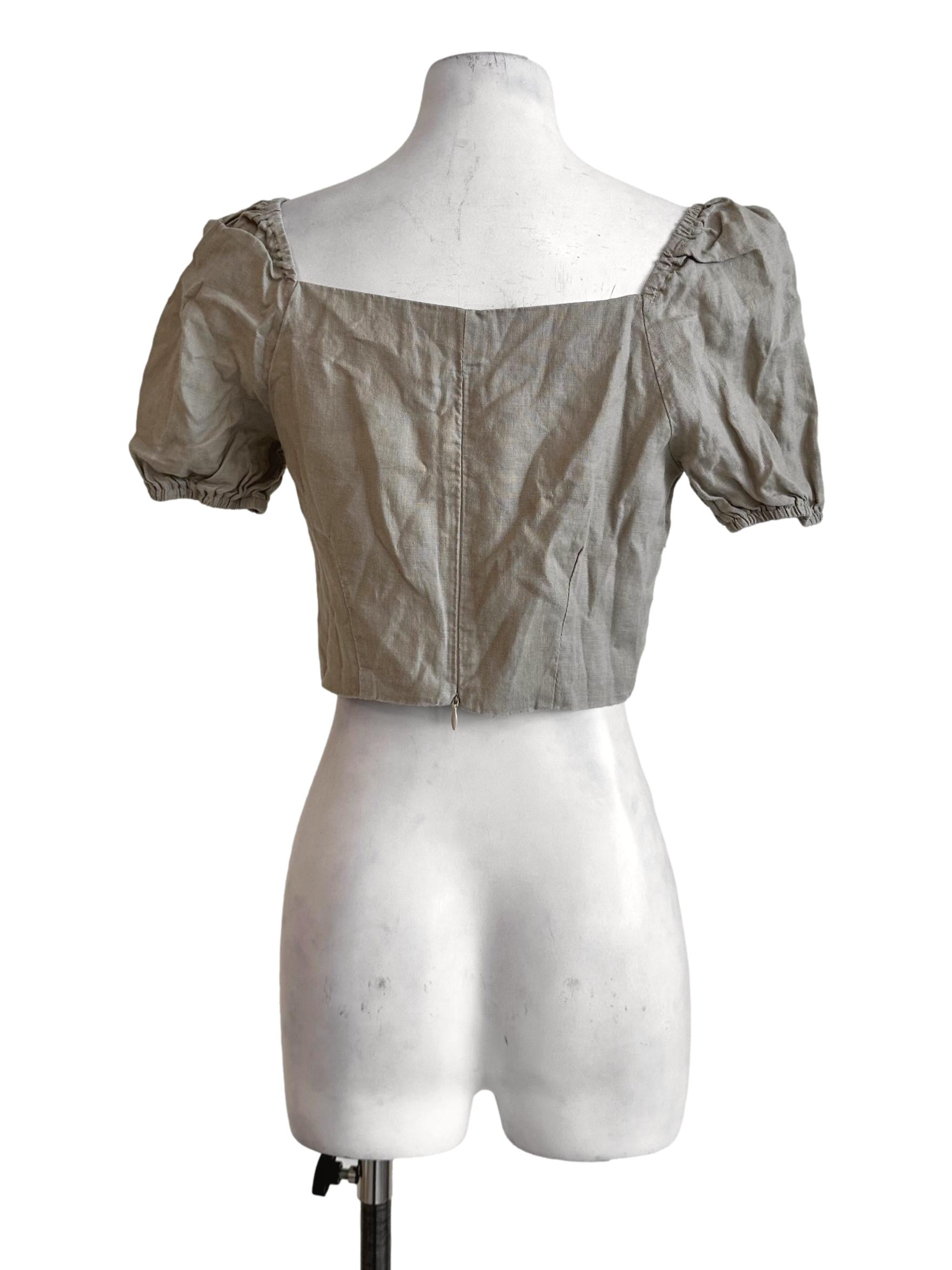 Beige Linen Crop Top TEM