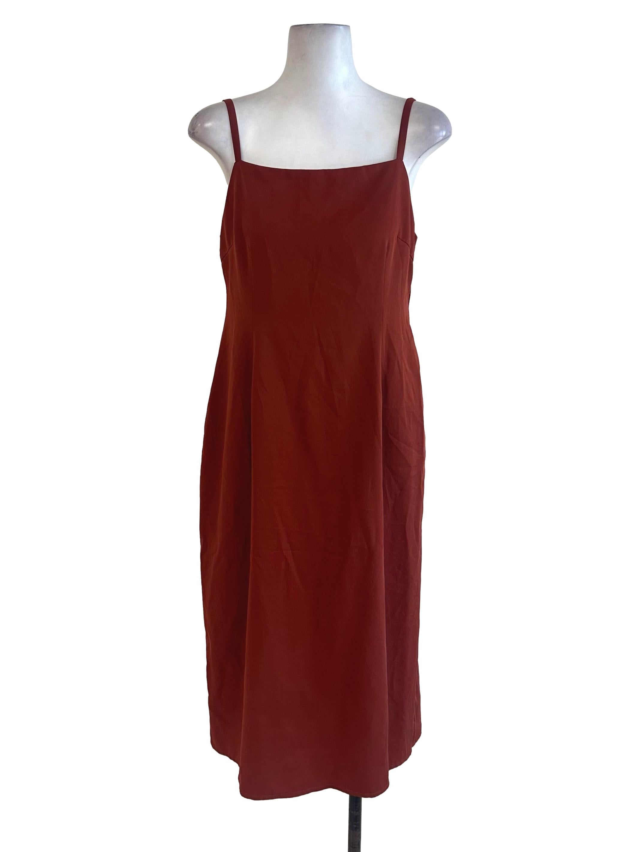 Brick Orange Backless Dress