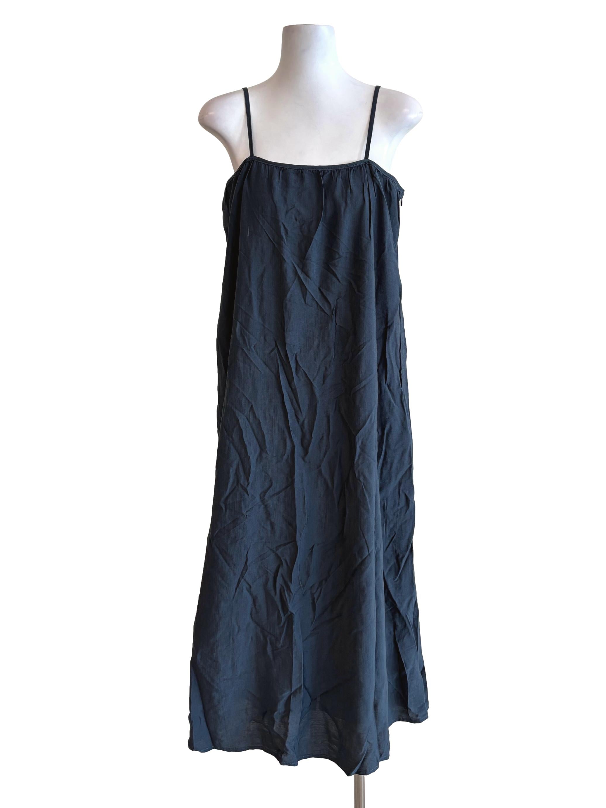 Aegean Blue Spaghetti Strap Linen Slip Dress