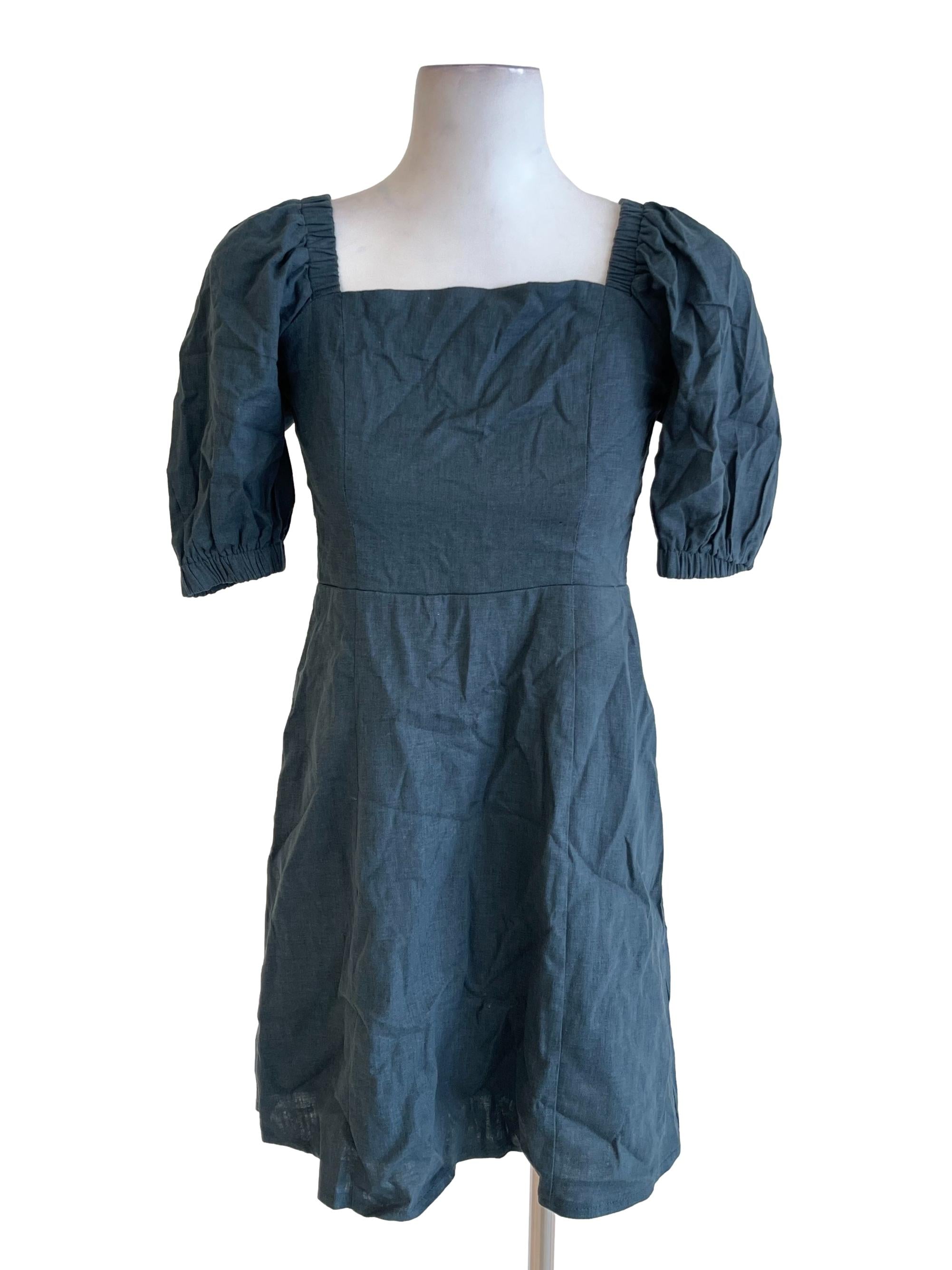 Grey Peasant Sleeve Dress