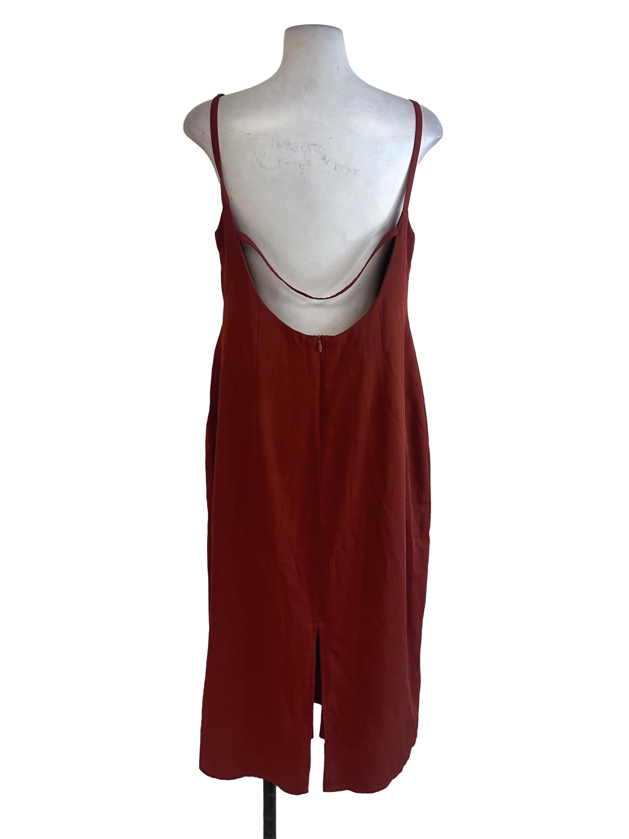 Brick Orange Backless Dress