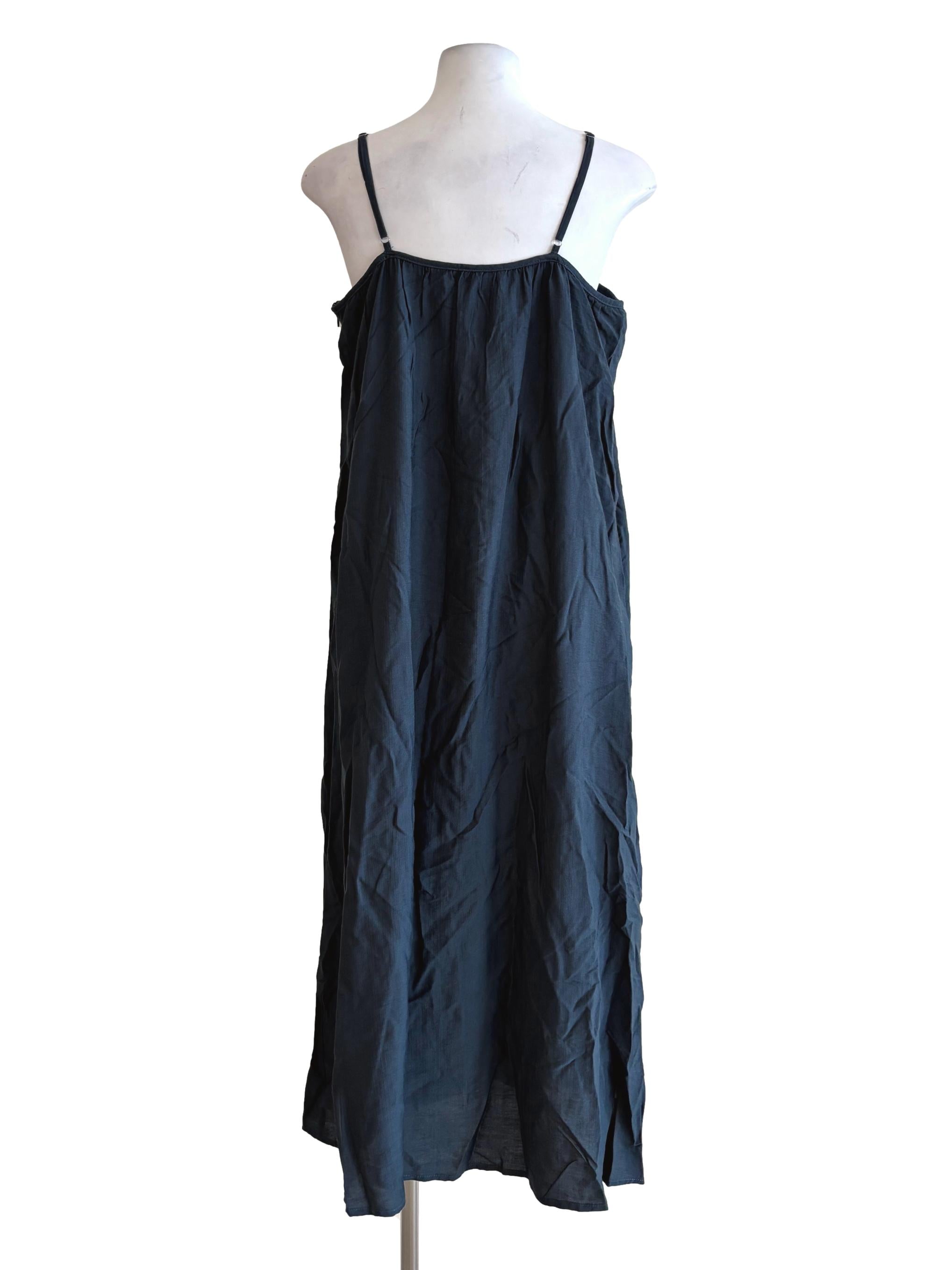 Aegean Blue Spaghetti Strap Linen Slip Dress