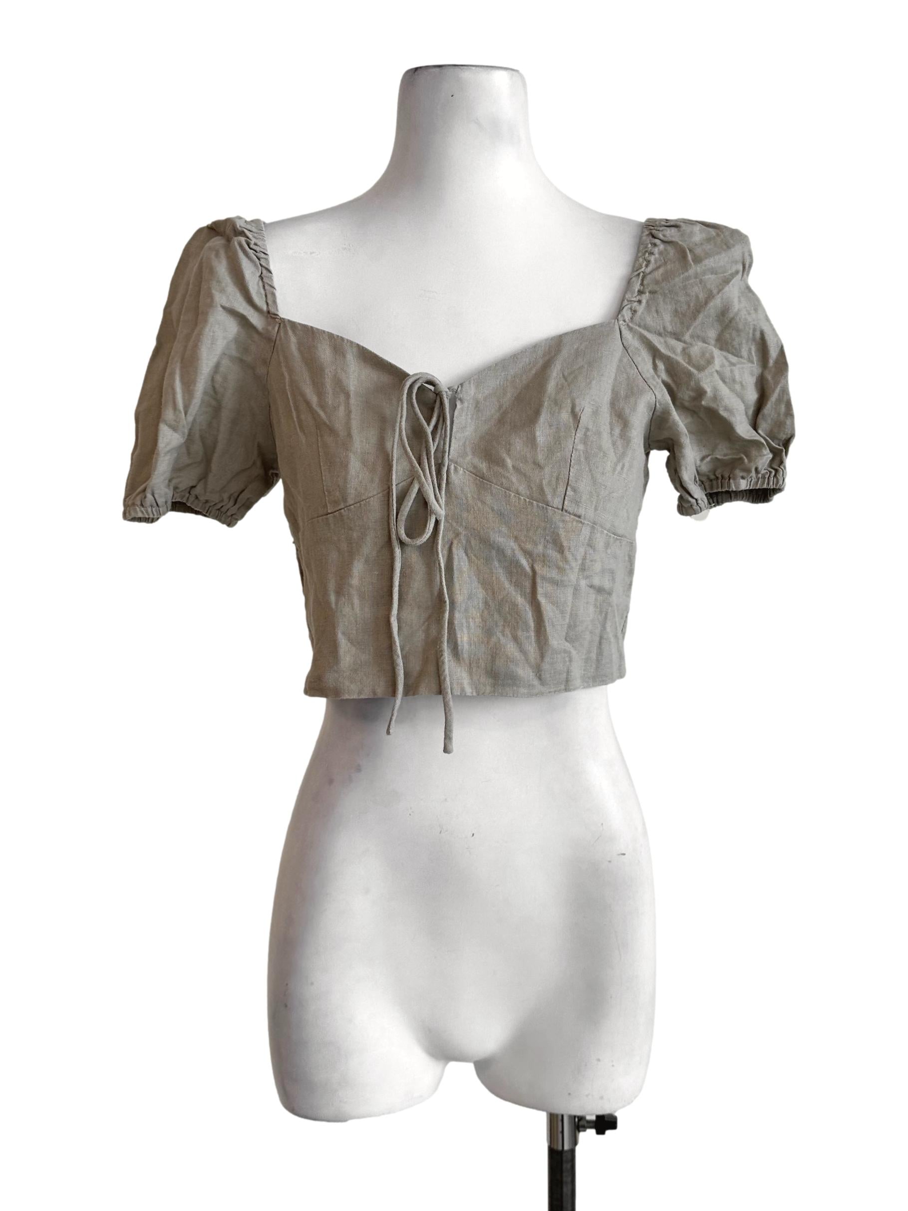 Beige Linen Crop Top TEM