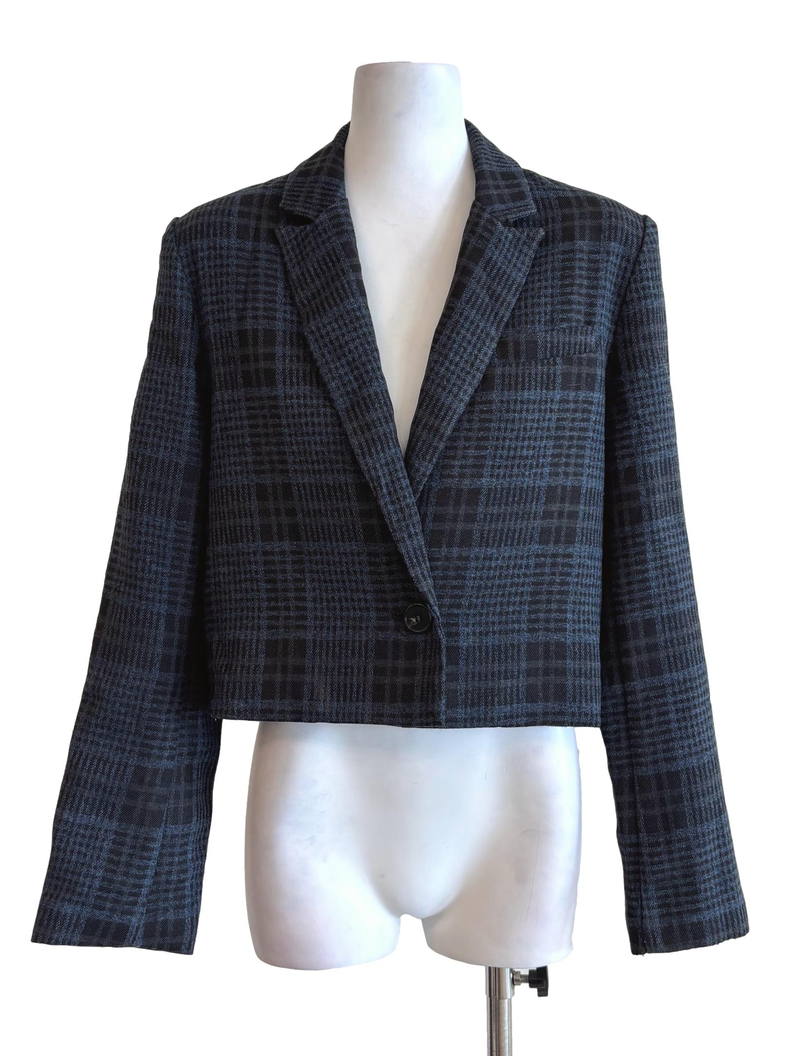 Blue Black Plaid Blazer LB