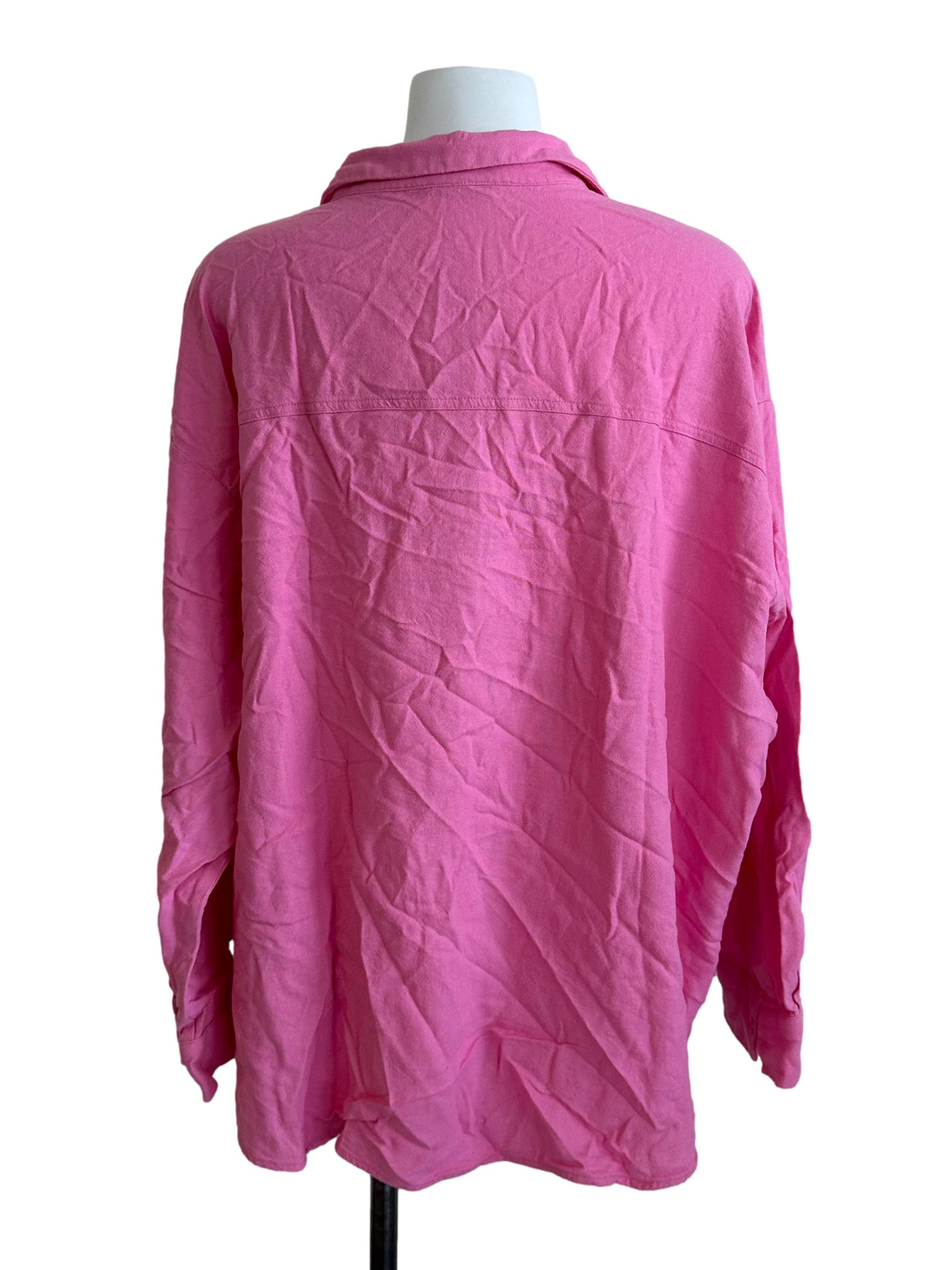 Fushia Pink Collar Button Top