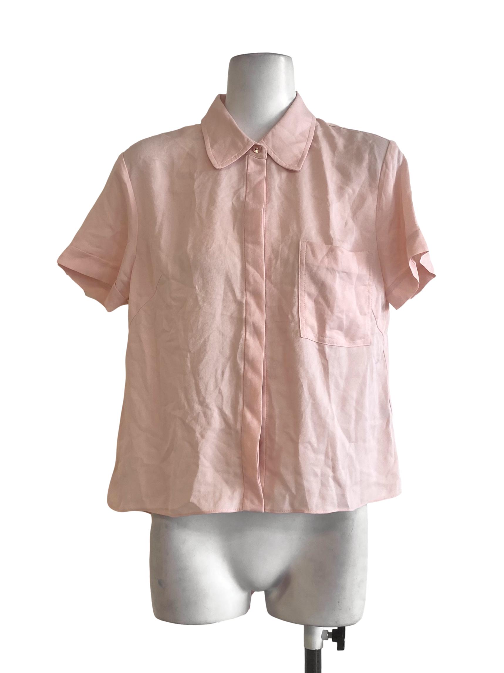 Salmon Pink Button Down Blouse