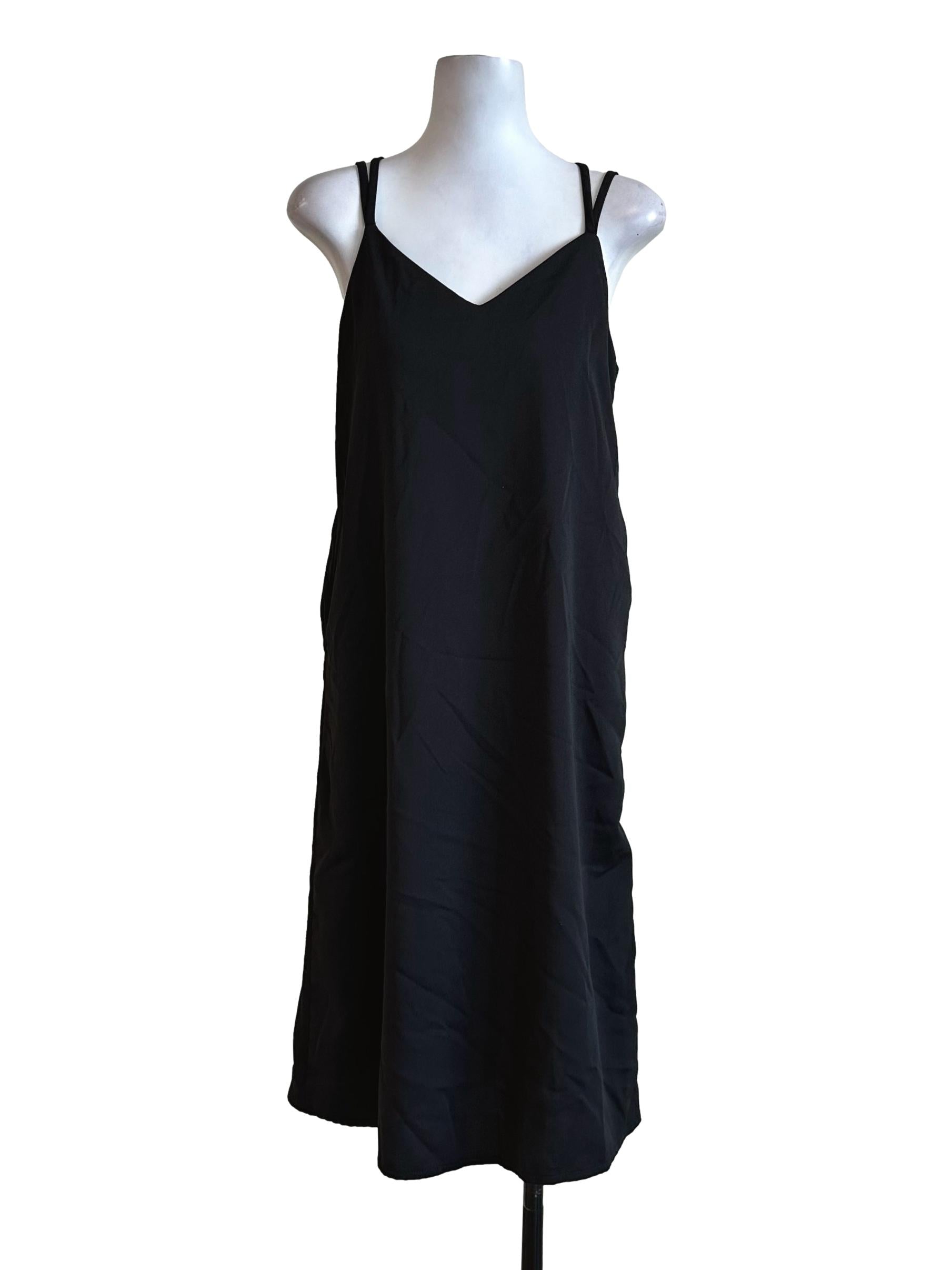 Black Plain Midi Dress