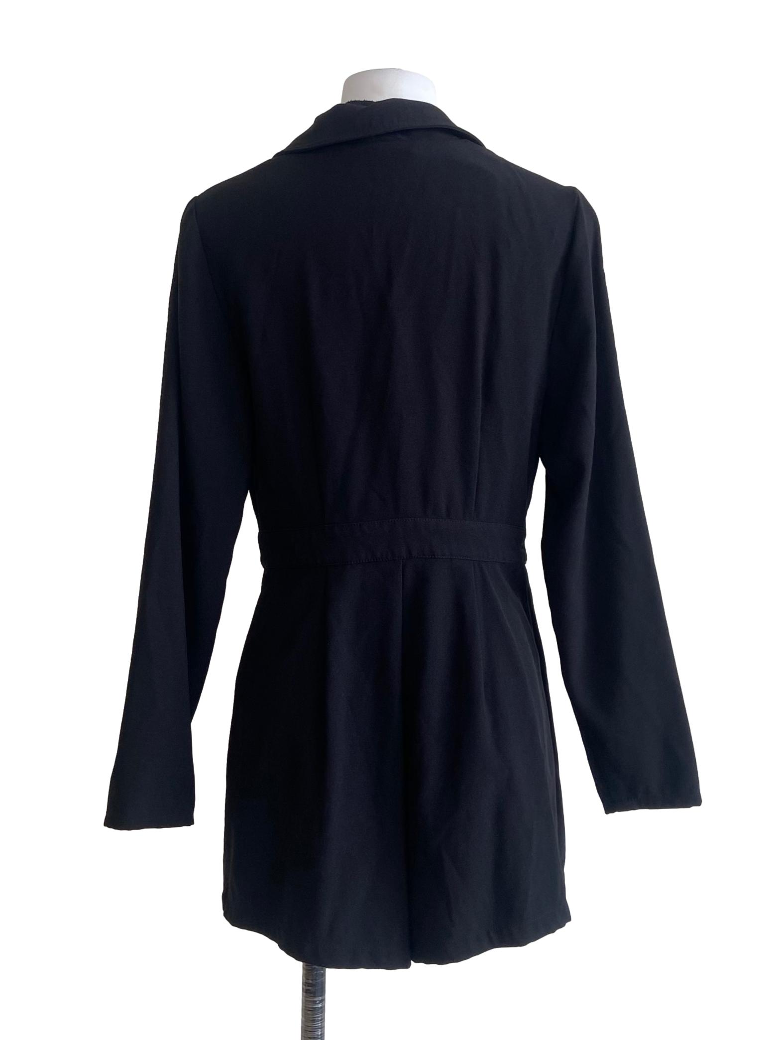 Black V-Neck Twill Romper