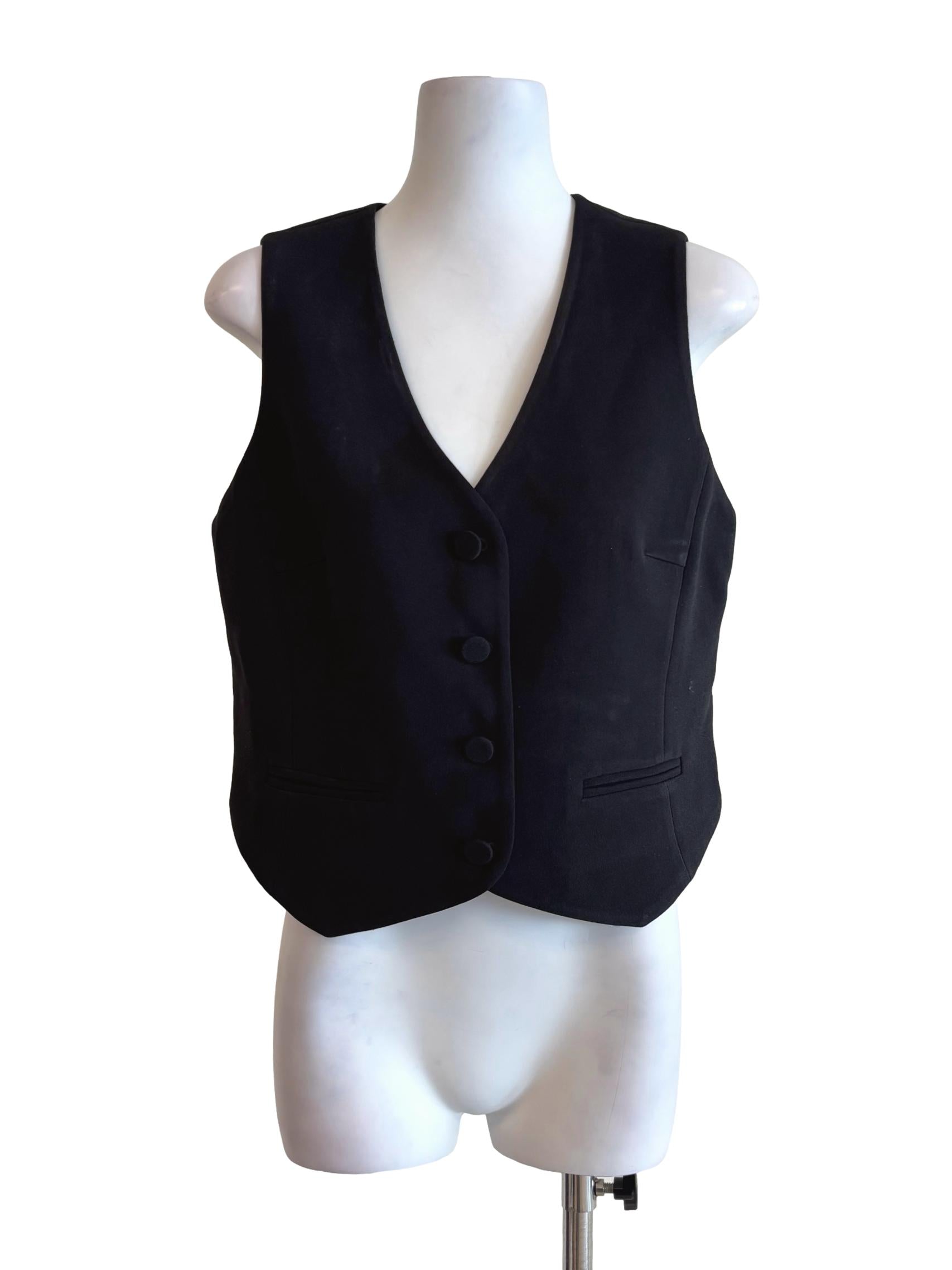 Slate Black V-Neck Button Vest LB