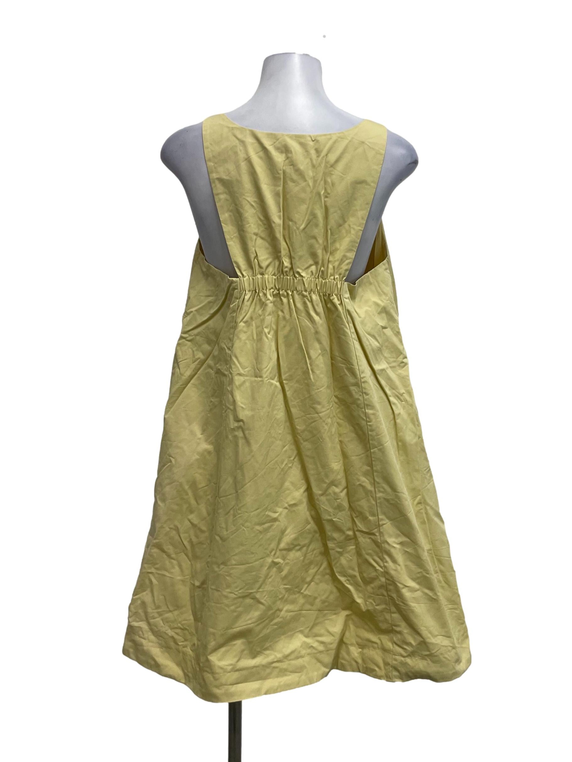 Yellow Cotton Gathered-Back Shift Dress OSN