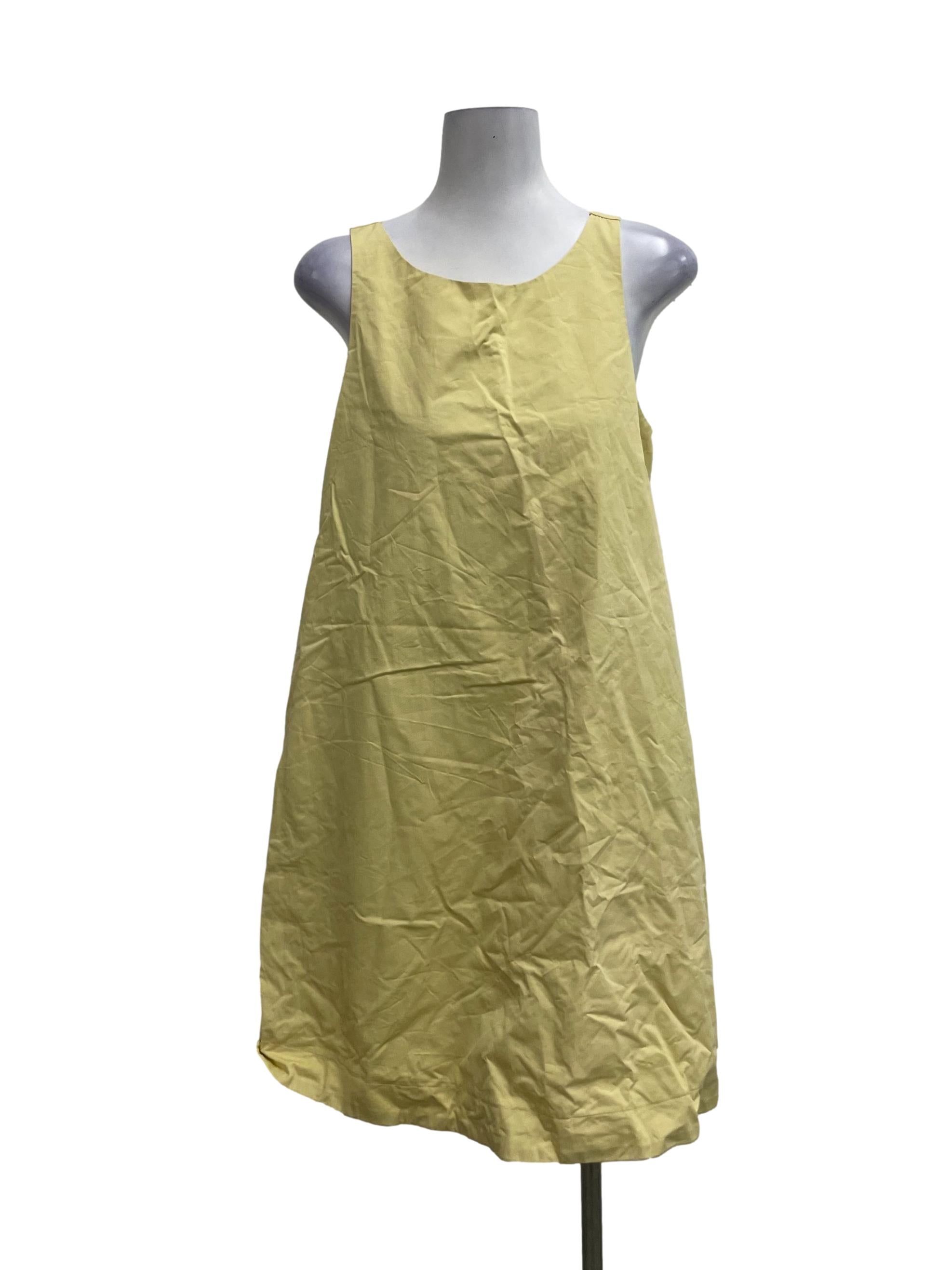 Yellow Cotton Gathered-Back Shift Dress OSN