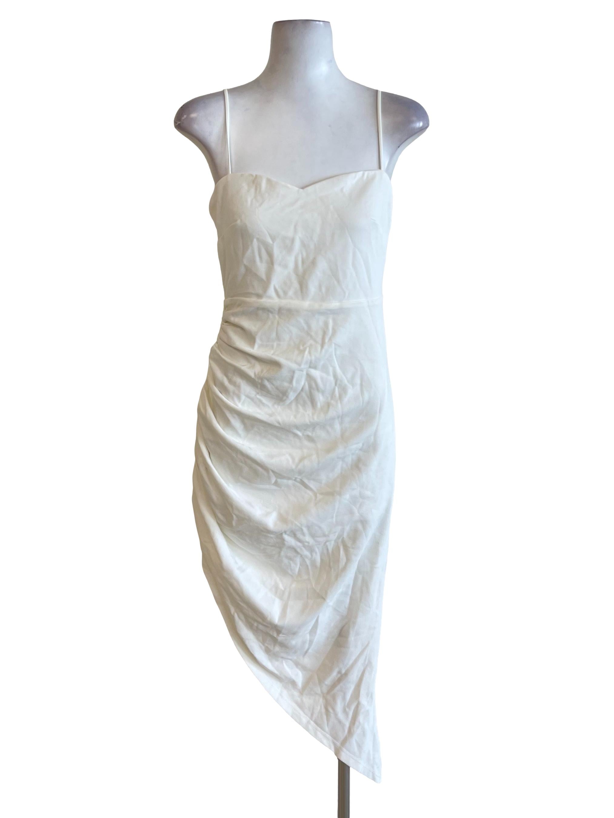White Spaghetti Strap Asymmetric Dress