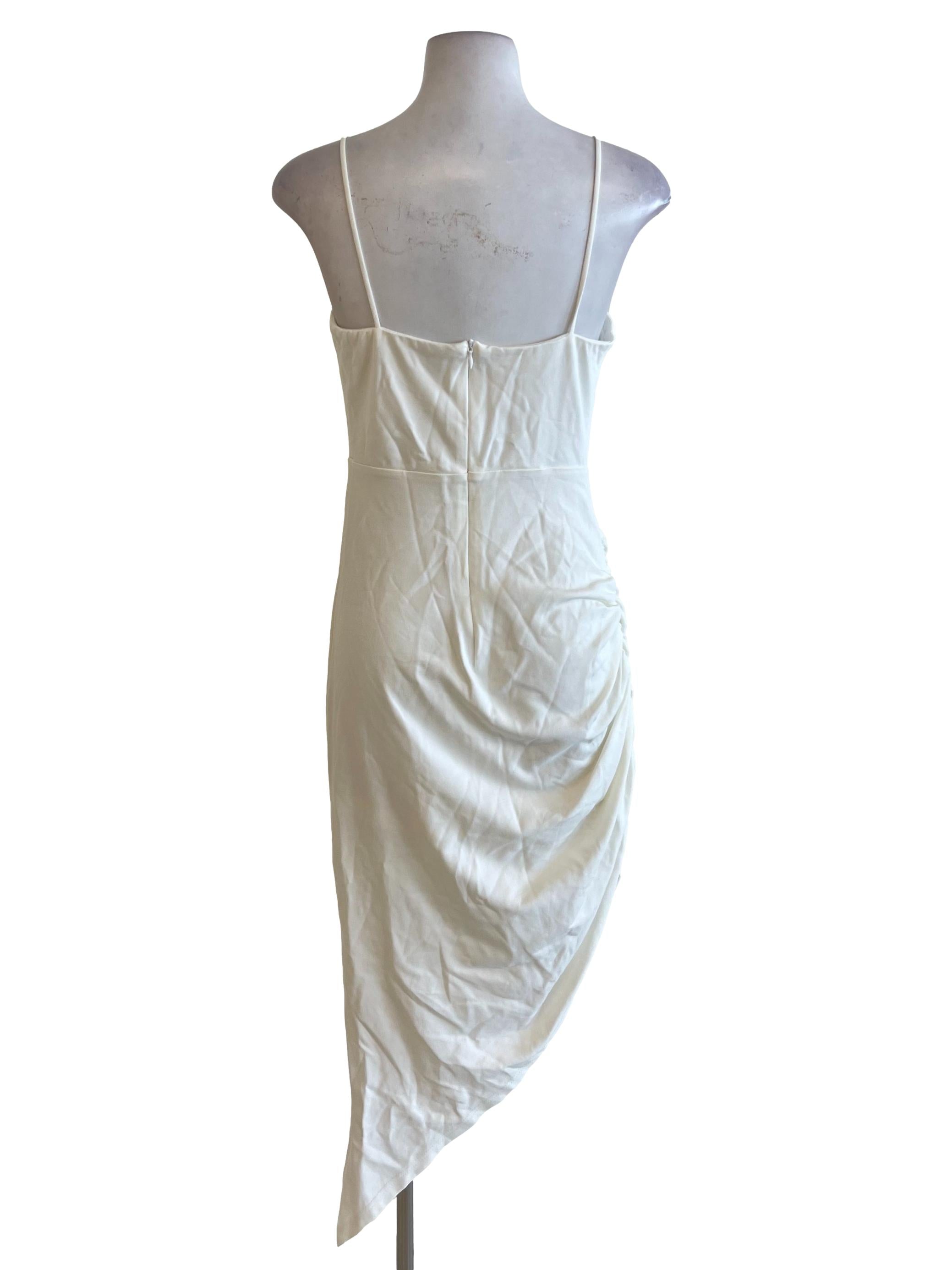 White Spaghetti Strap Asymmetric Dress