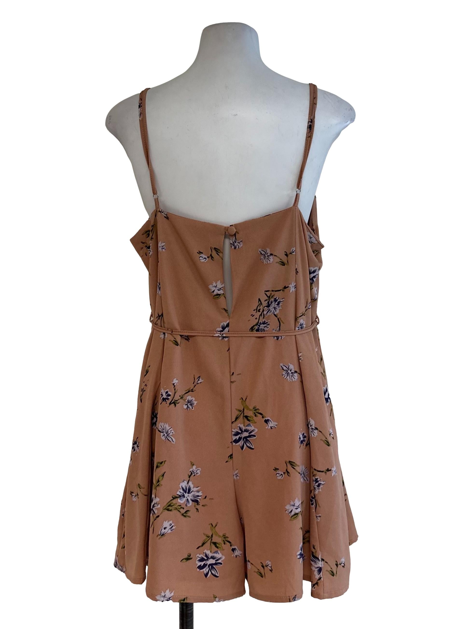 Brick Brown Floral Rompers