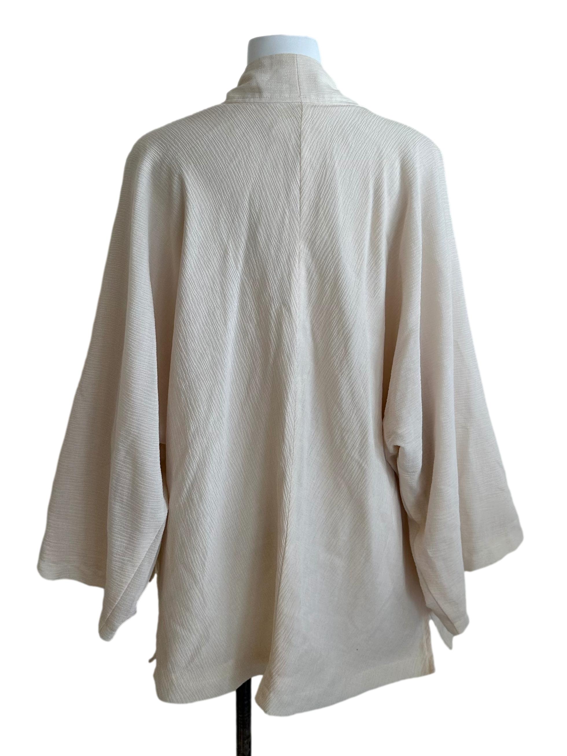 Cream Beige Textured Front Open Cardigan