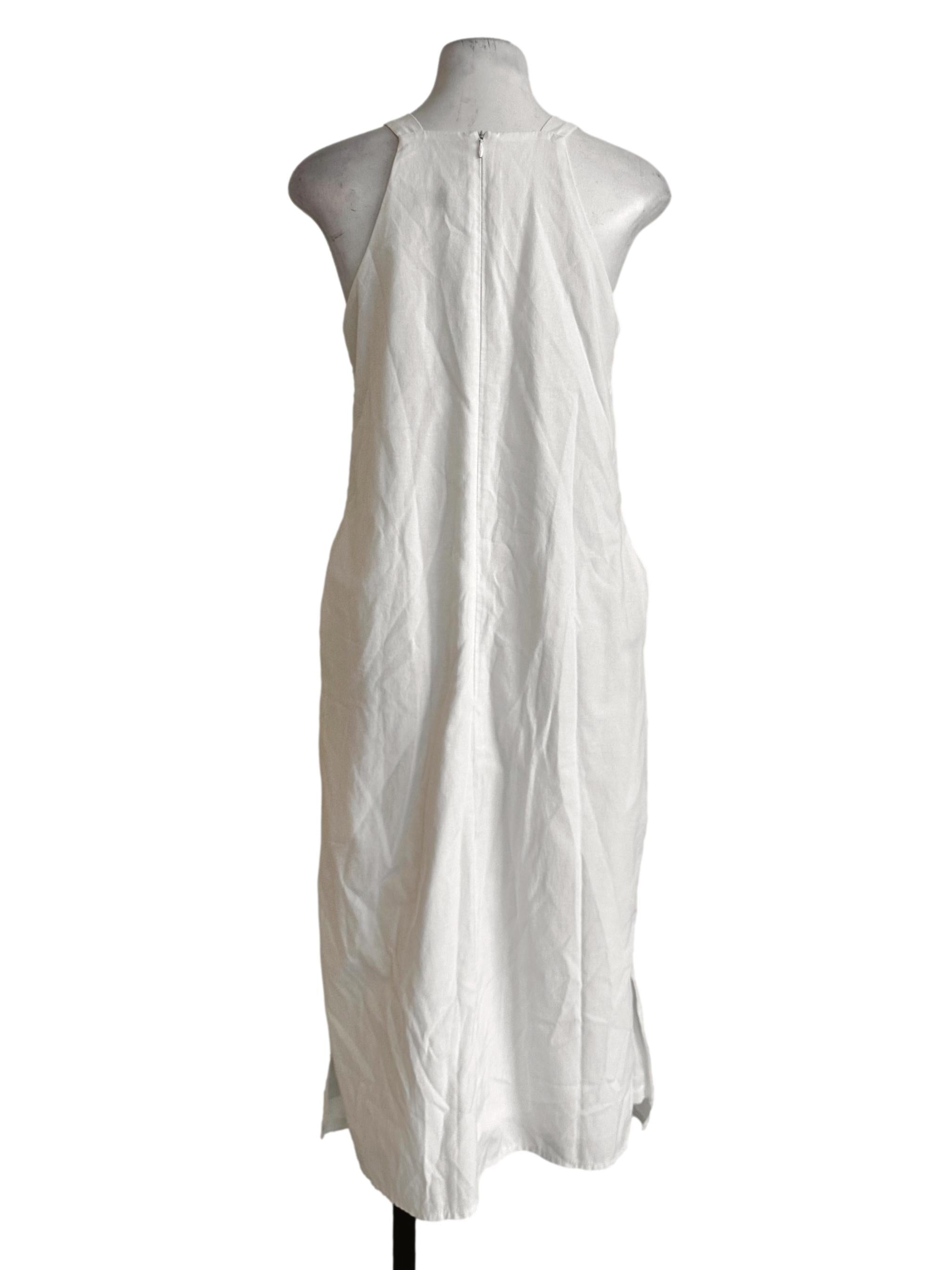 Off White Linen Midi Dress