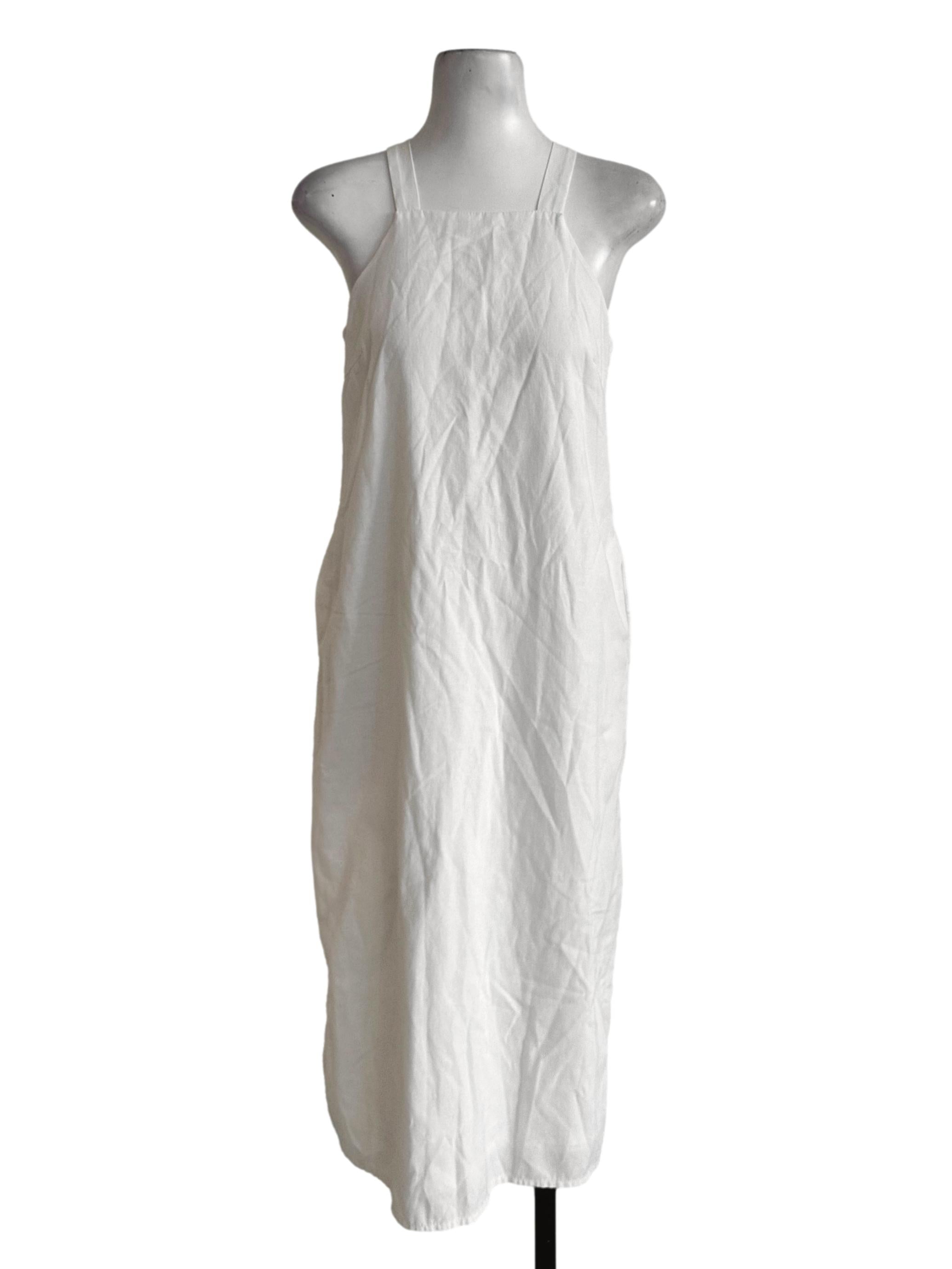 Off White Linen Midi Dress
