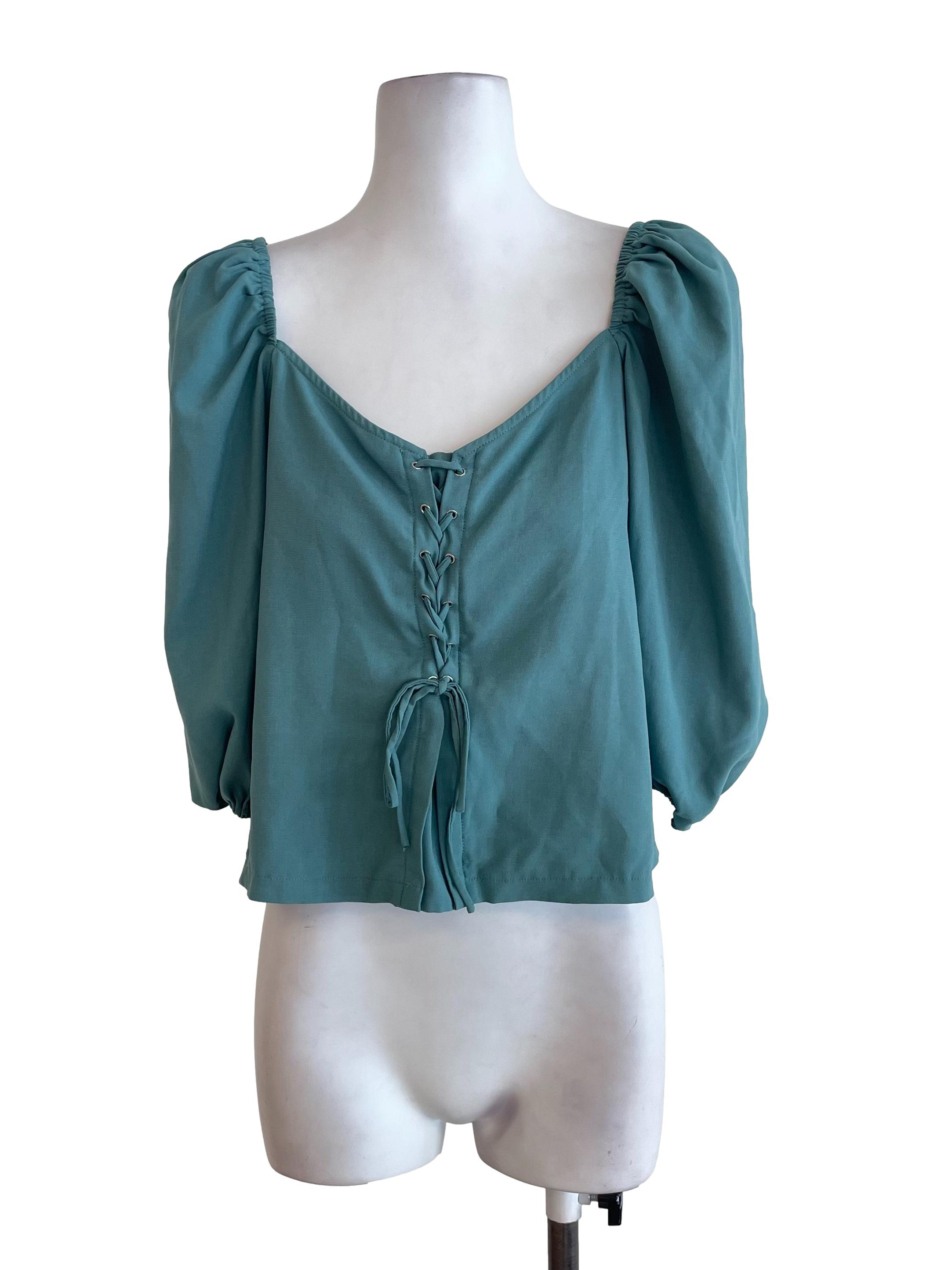 Sage Green Puff Sleeves Top