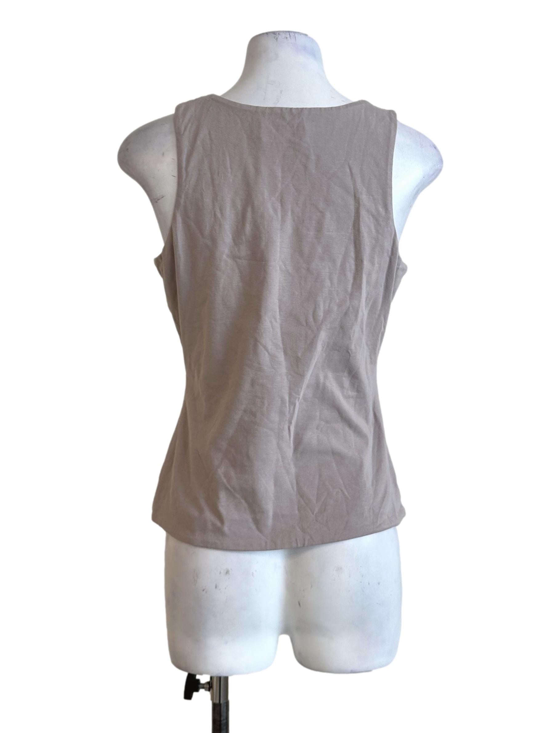 Beige Scoop Neck Sleeveless Top TCL