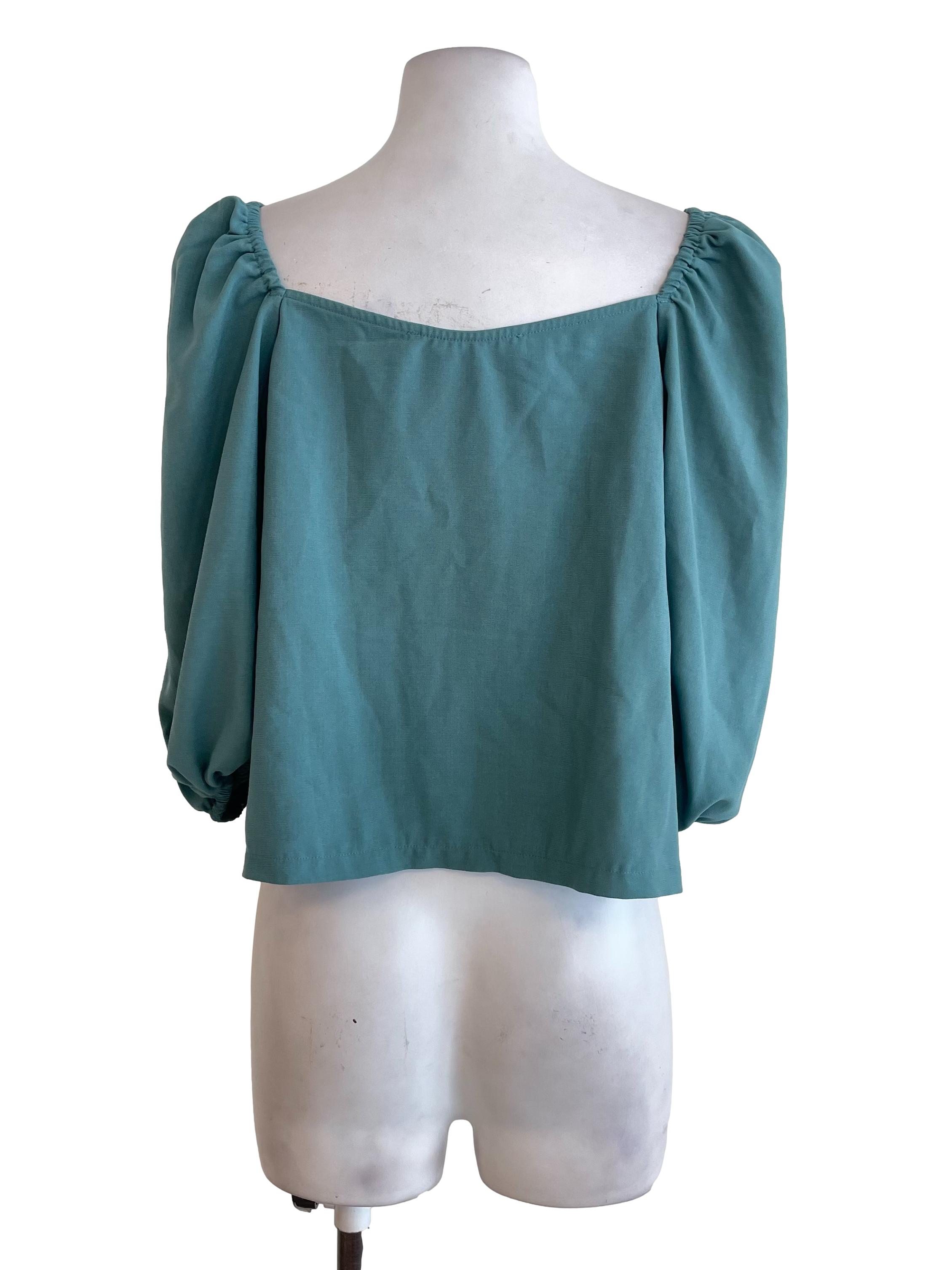 Sage Green Puff Sleeves Top