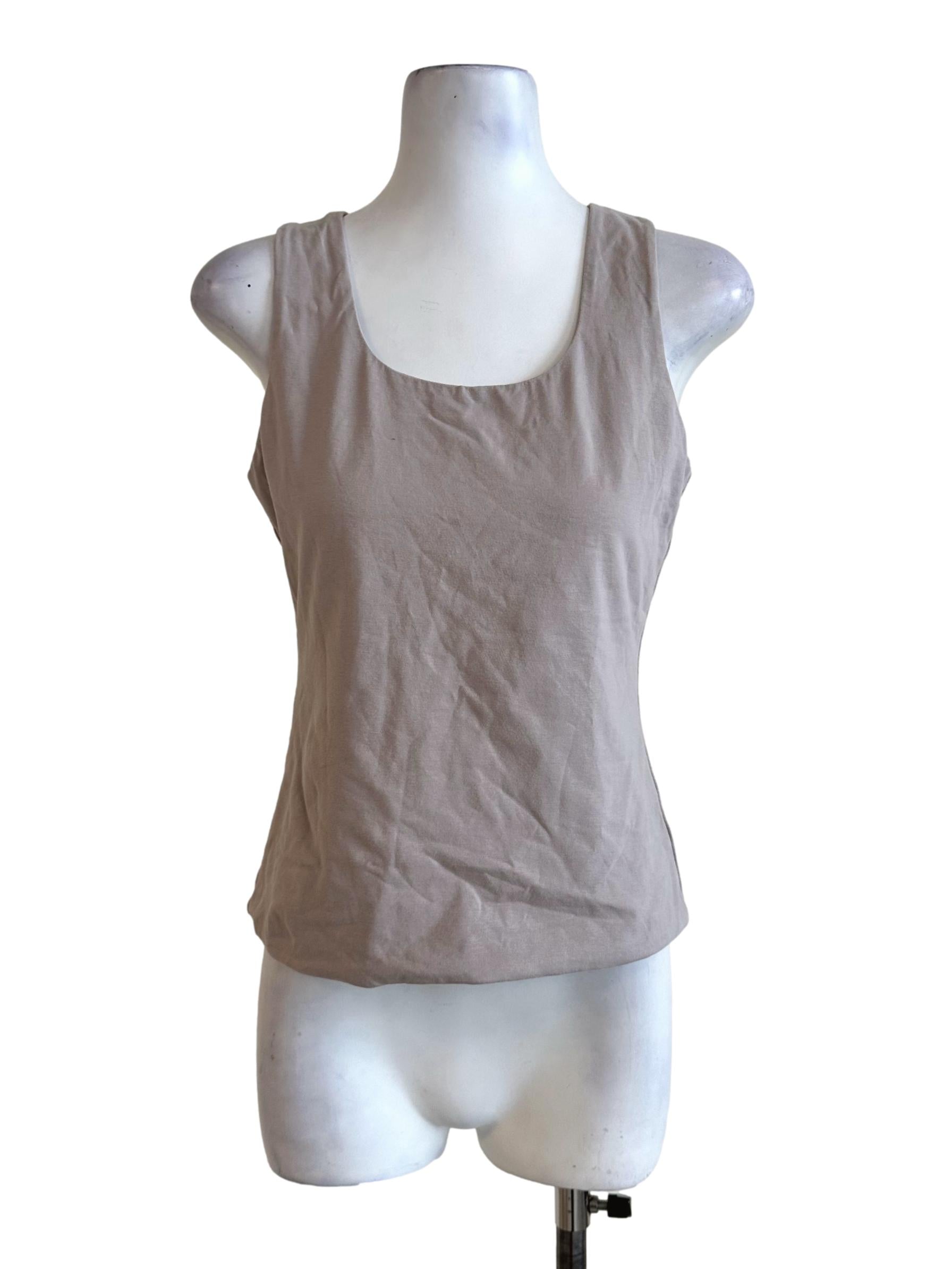 Beige Scoop Neck Sleeveless Top TCL