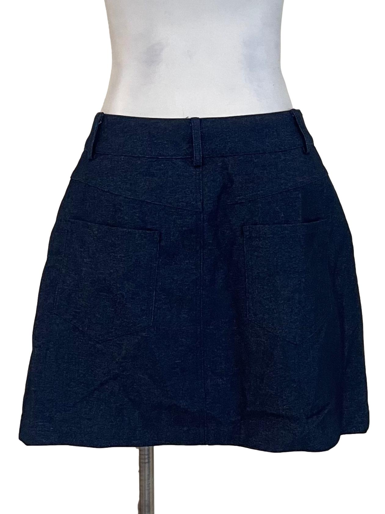 Dark Denim Buckled Mini Skirt