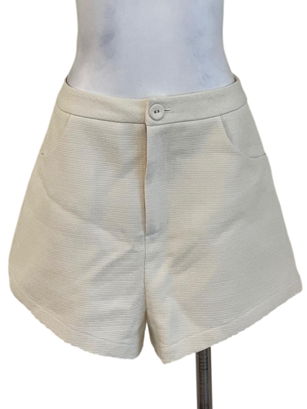 Off White Tweed Formal Shorts