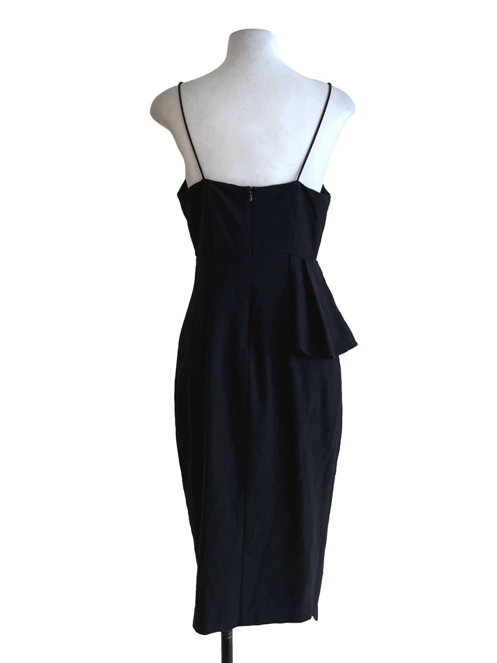 Black V-Neckline A-Line Dress