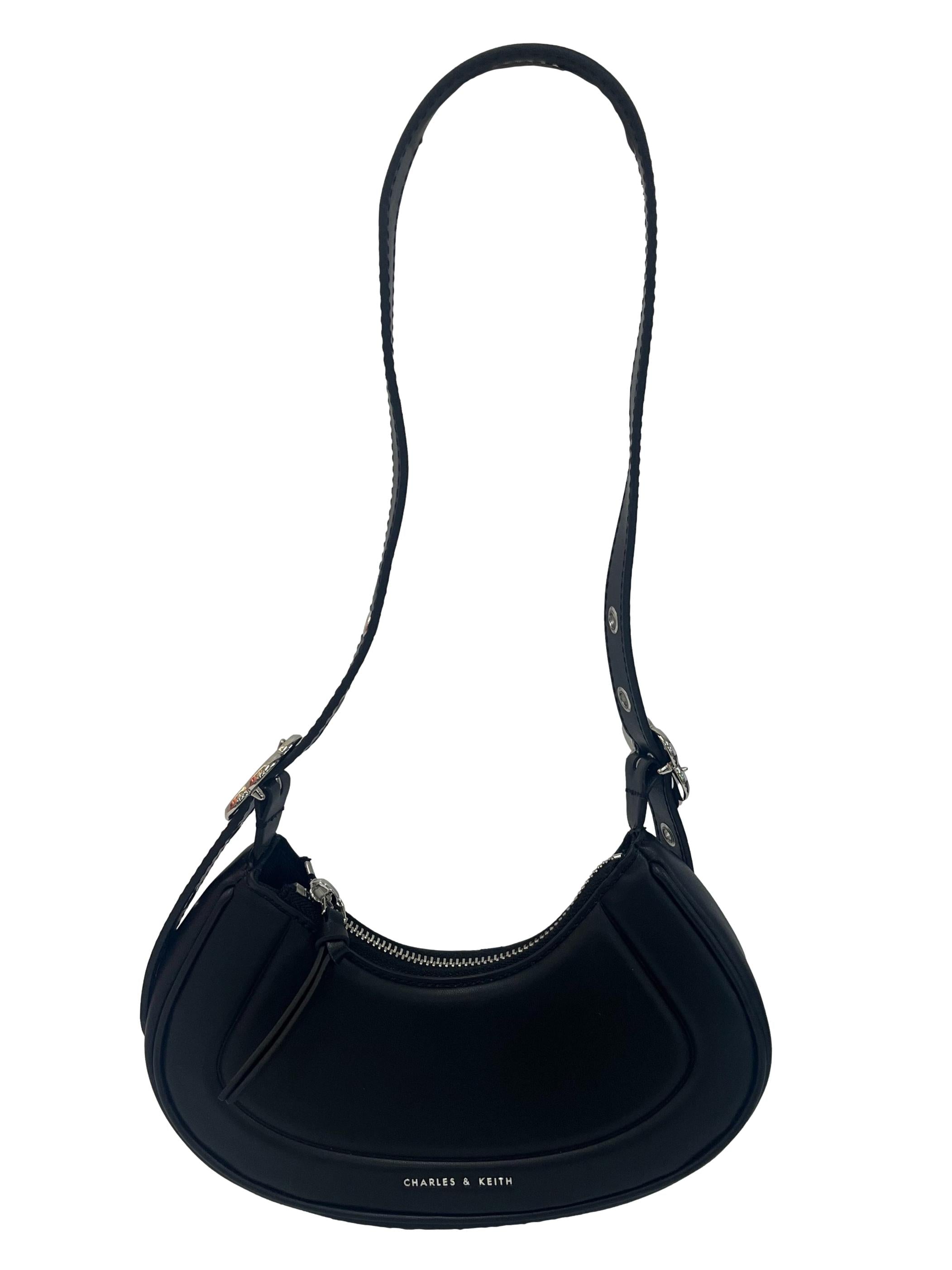 Black Shoulder Bag With Changeable Straps
